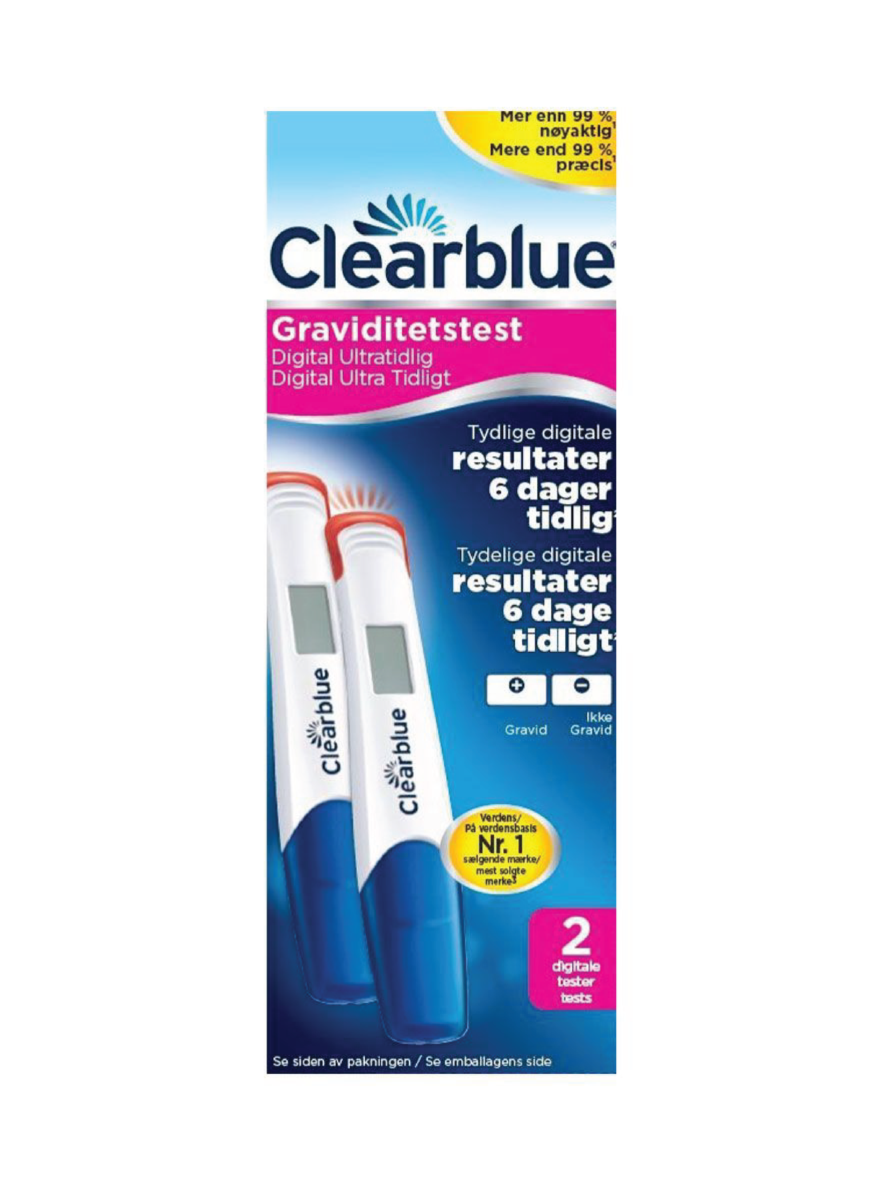Clearblue Graviditetstest Digital Ultra Early, 2 stk