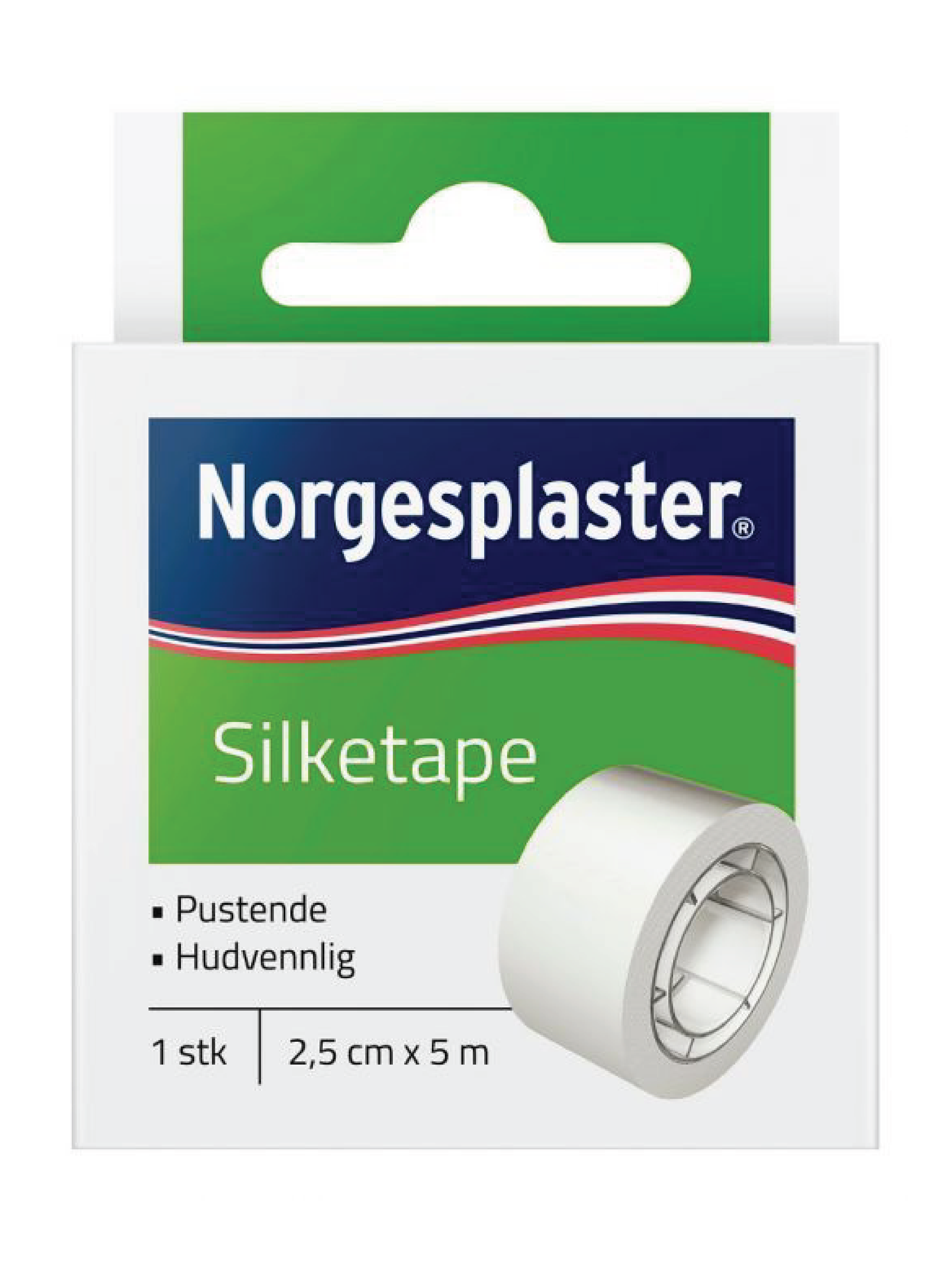 Norgesplaster Silketape, 2,5 cm x 5 m, 1 stk.