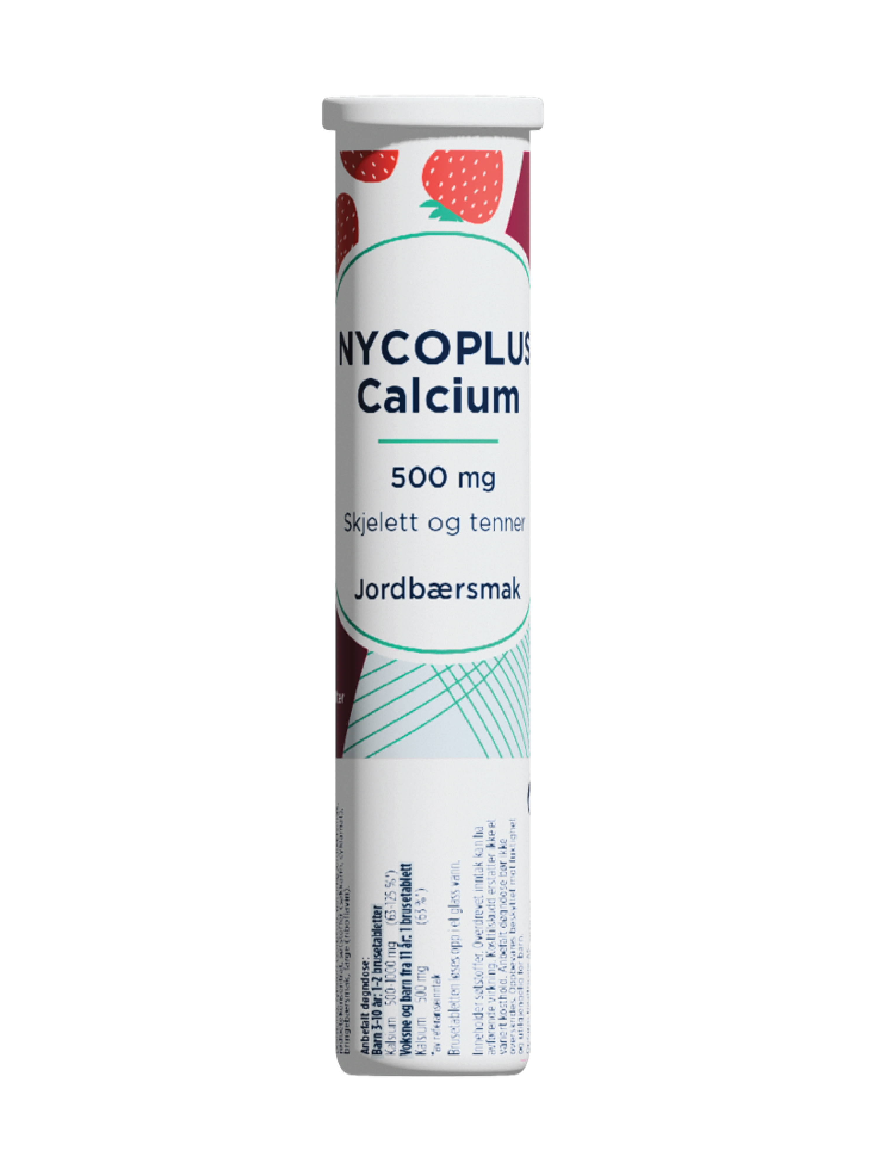 Nycoplus Calcium 500 mg, Jordbær, 20 brusetabletter