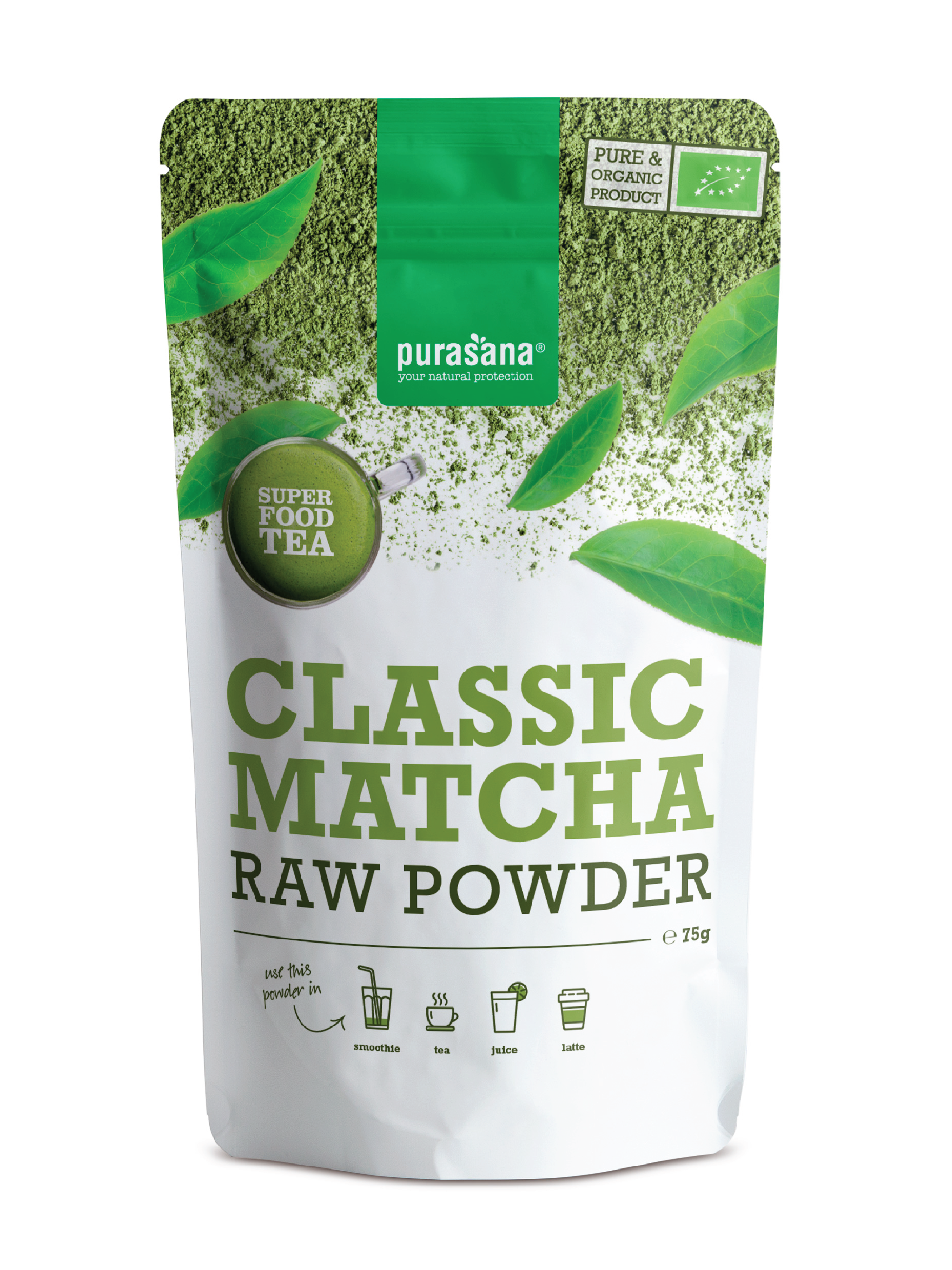 Purasana Classic Matcha Raw Powder, 75 g