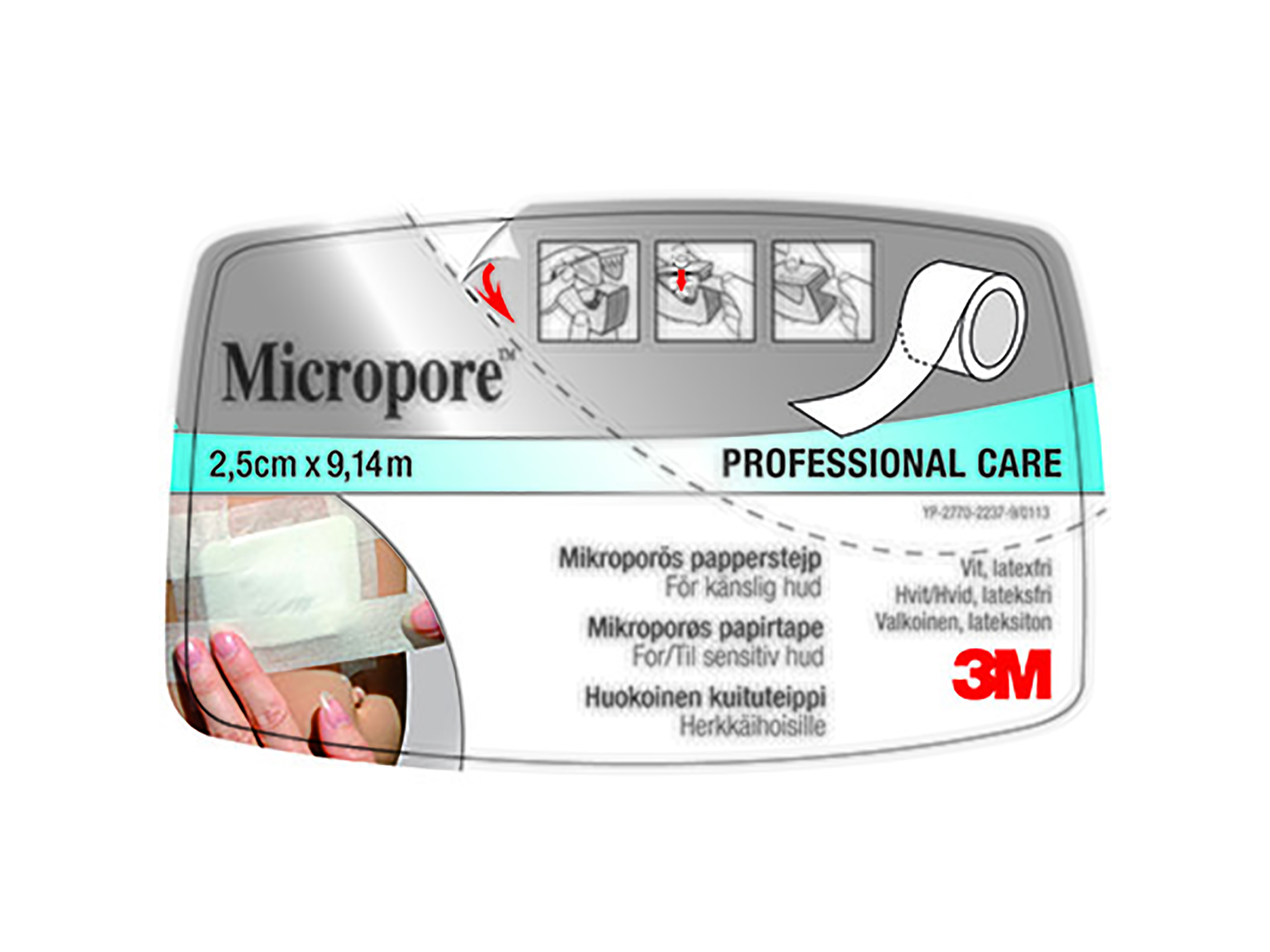 3M Micropore Hvit Tape 2,5 cm x 9,14 m, 1 stk