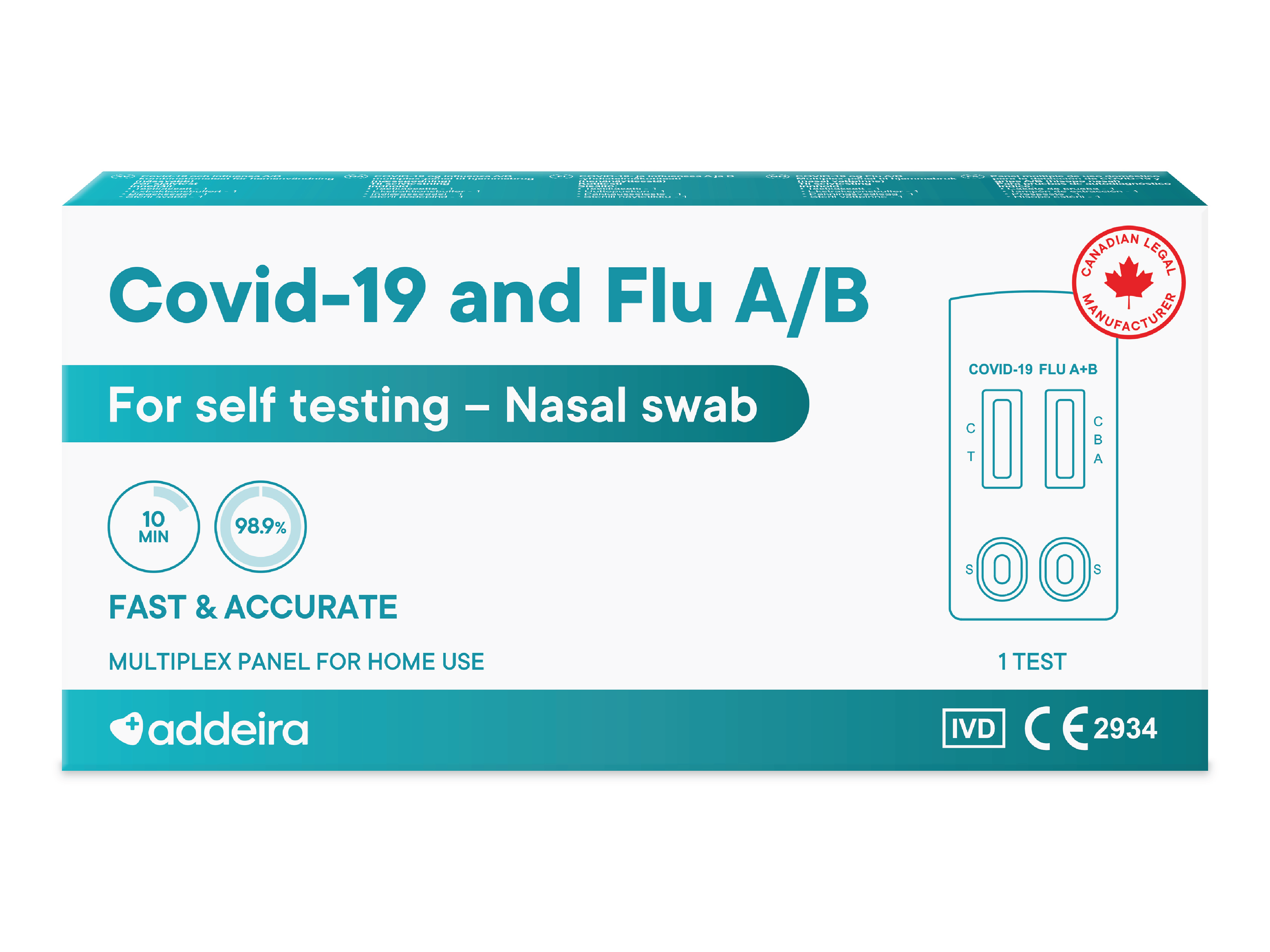 Addeira Covid-19 & Influensa A/B Selvtest, 1 stk.