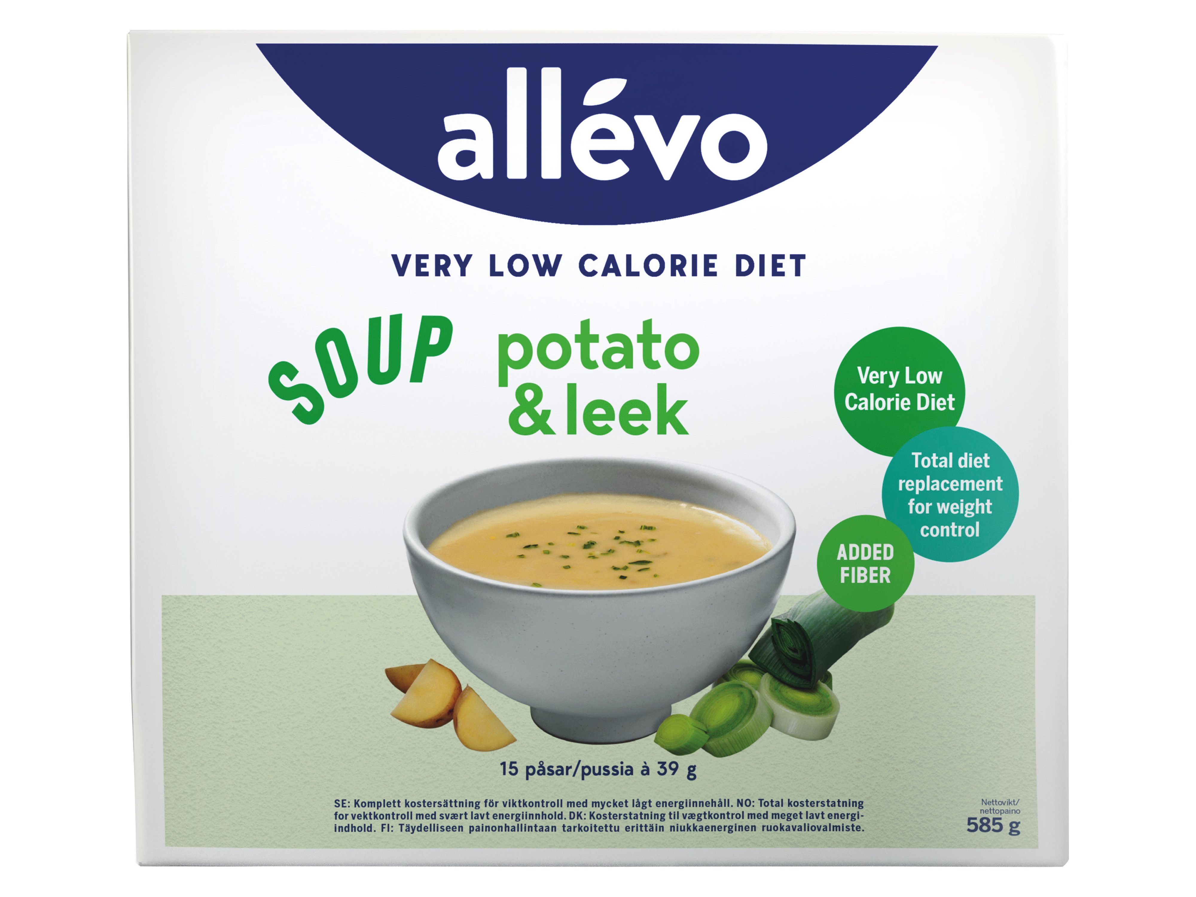 Allevo VLCD Soup Potato & Leek, 15 x 39 g
