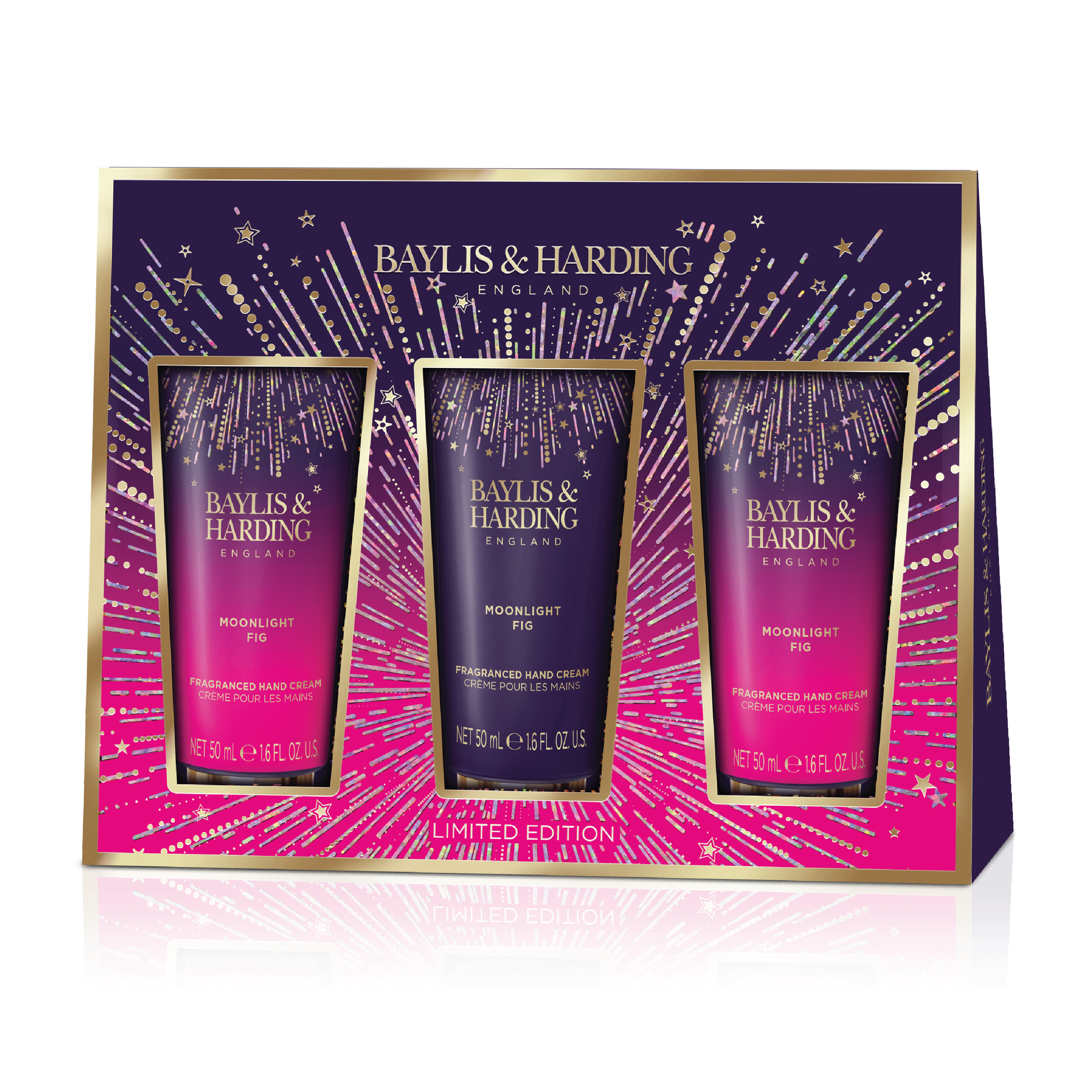 Baylis & Harding Moonlight Fig Hand Cream Trio Gift Set, 3 x 50 ml