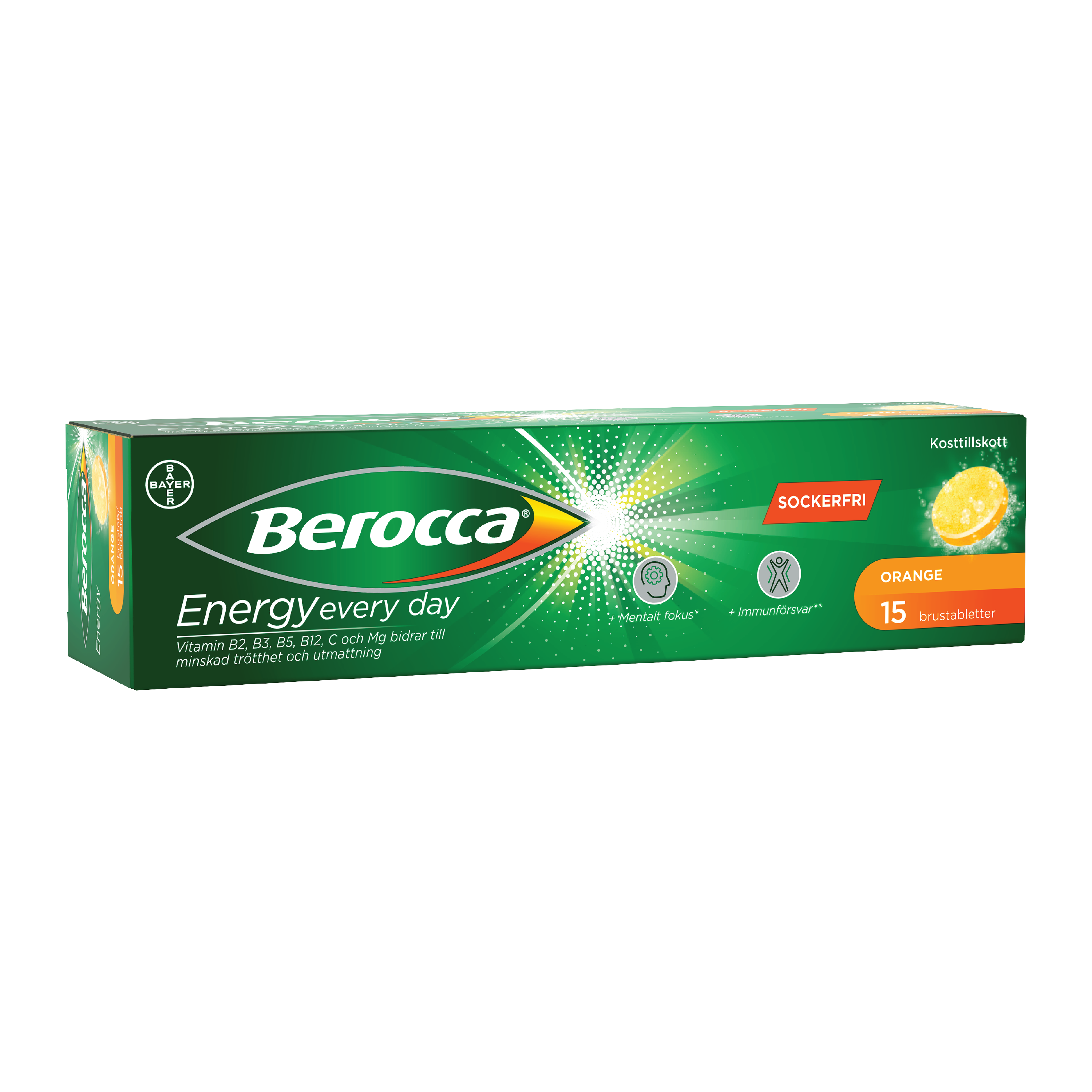 Berocca Energy brusetabletter, Appelsin, 15 stk.