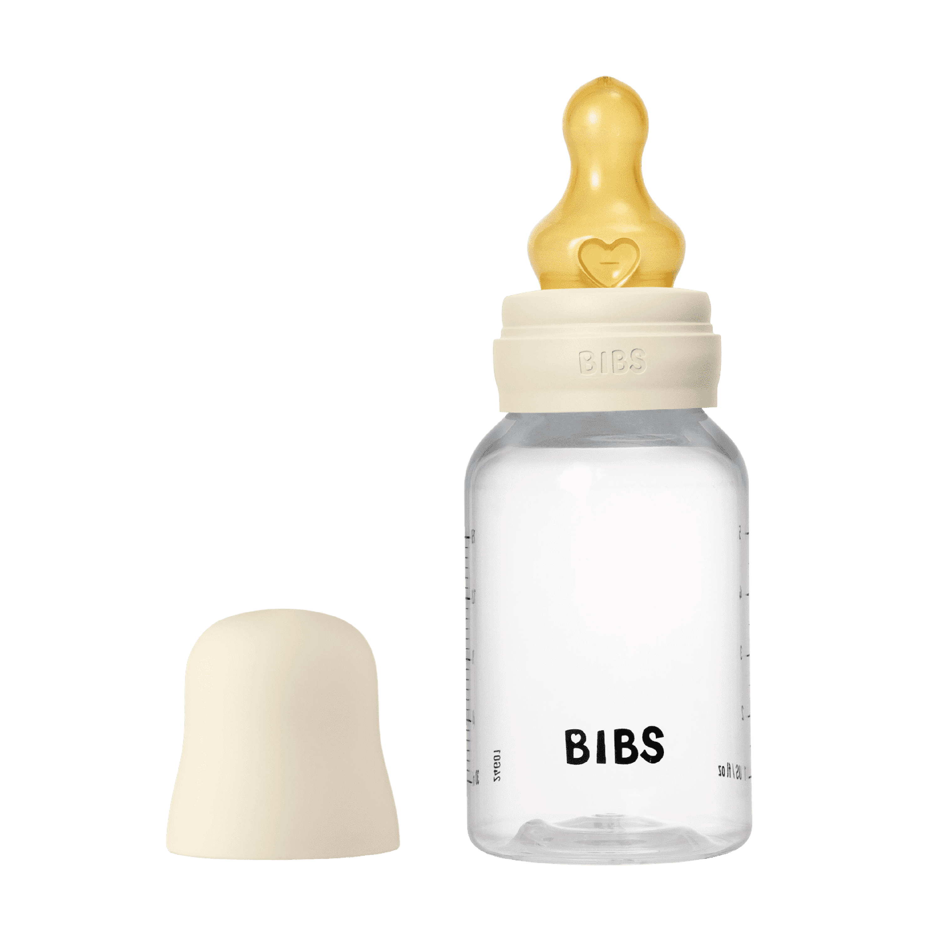 BIBS Baby Bottle Round Latex Tåteflaske, Ivory, Slow Flow, 150 ml