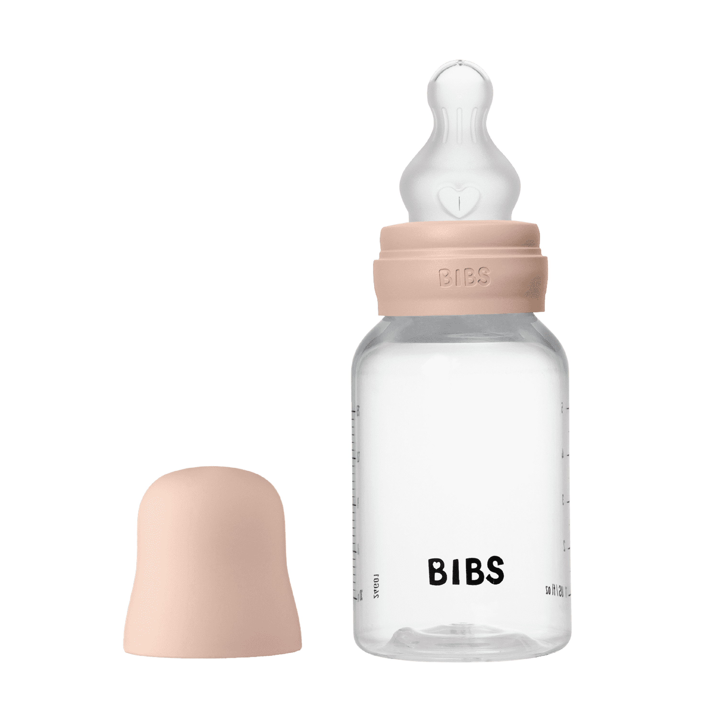 BIBS Baby Bottle Round Silicone Tåteflaske, Blush, Slow Flow, 150 ml