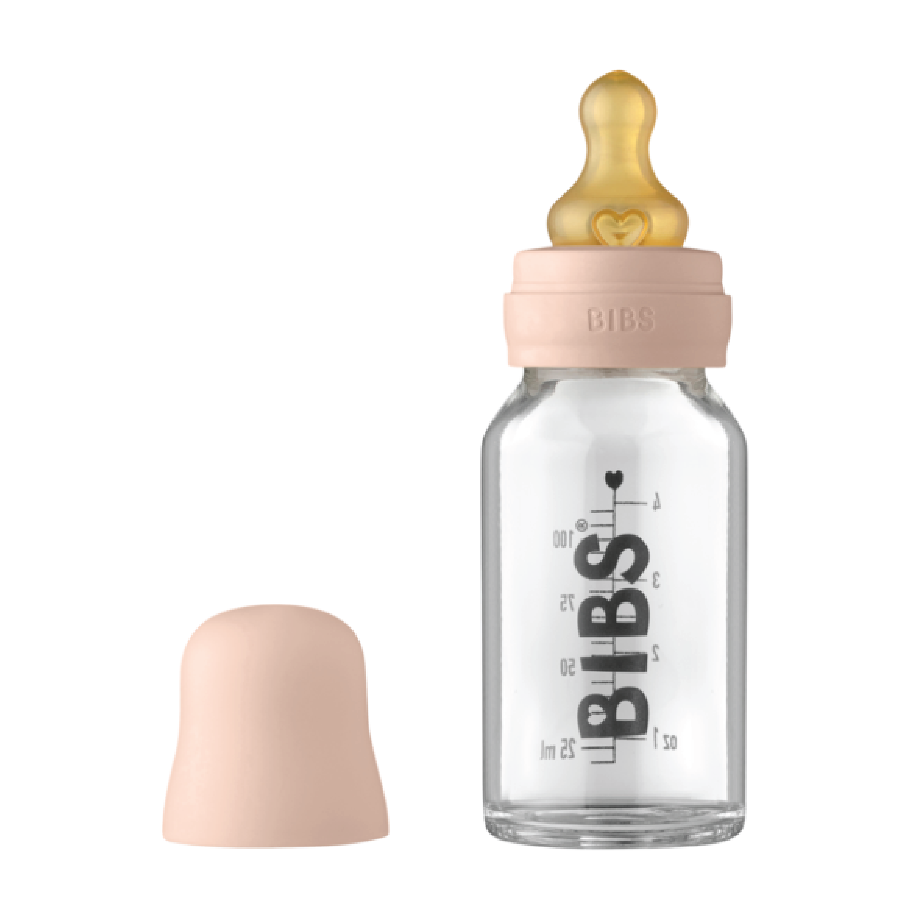 BIBS Tåteflaske i glass, Blush, 110 ml