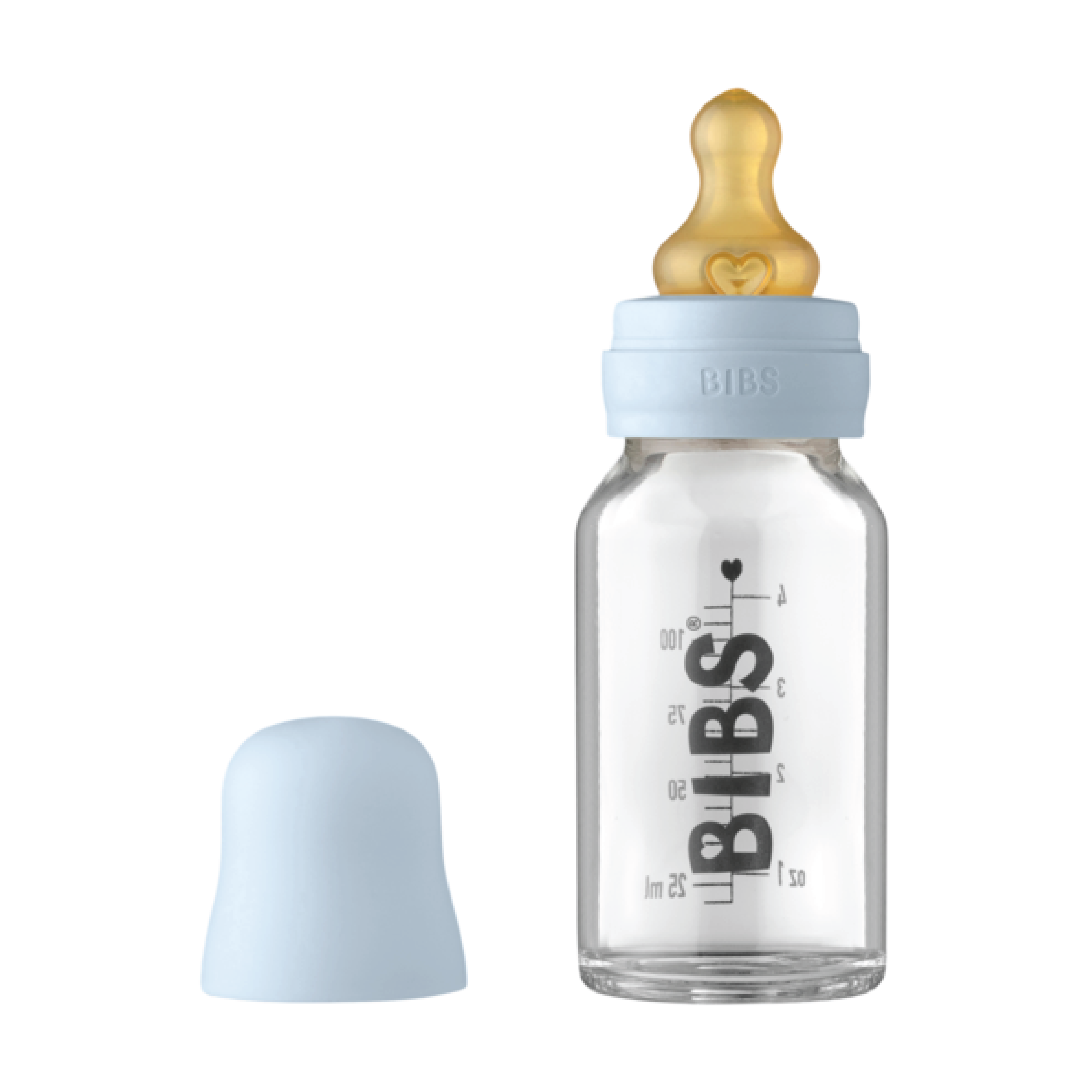 BIBS Tåteflaske i glass, Baby blue, 110 ml