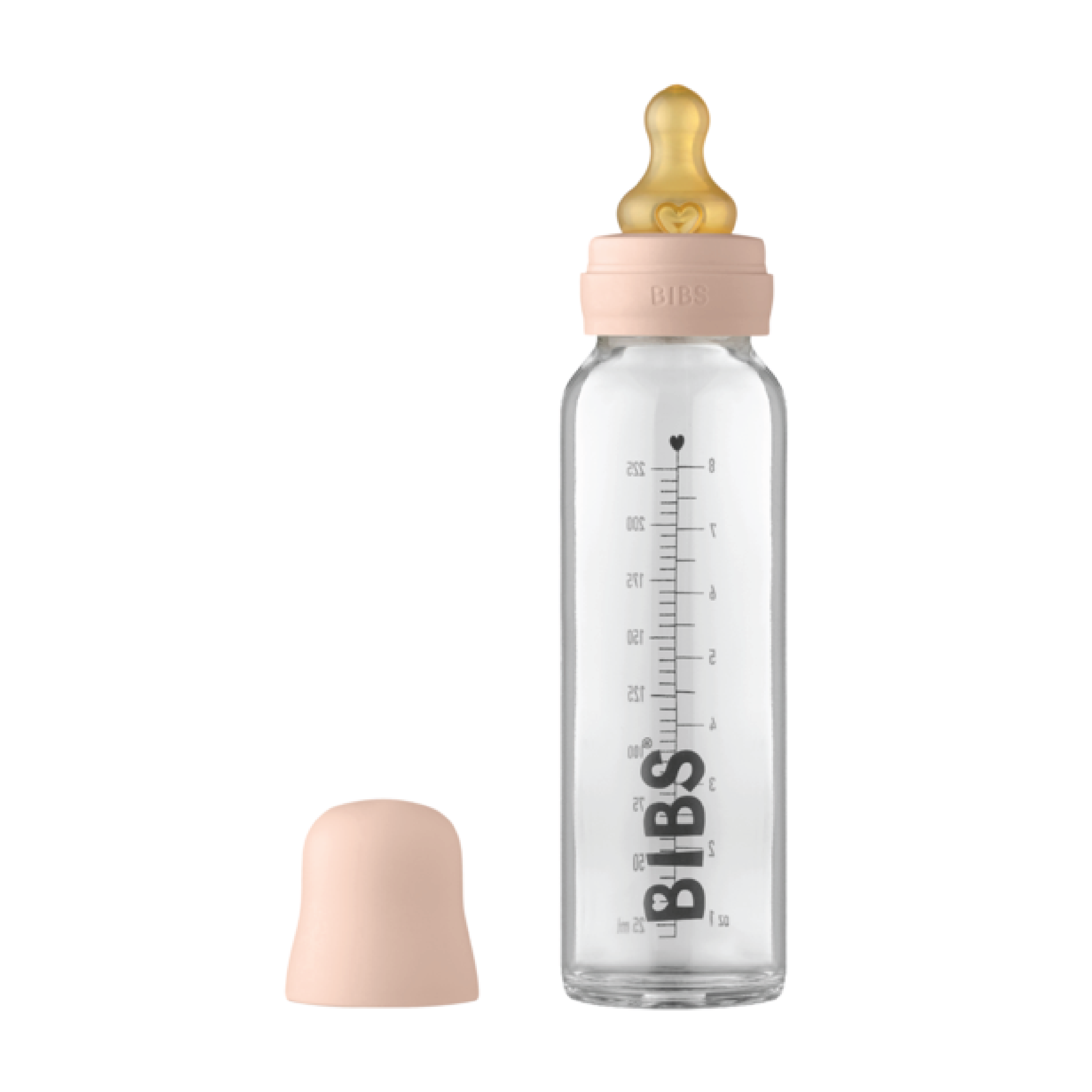 BIBS Tåteflaske i glass, Blush, 225 ml