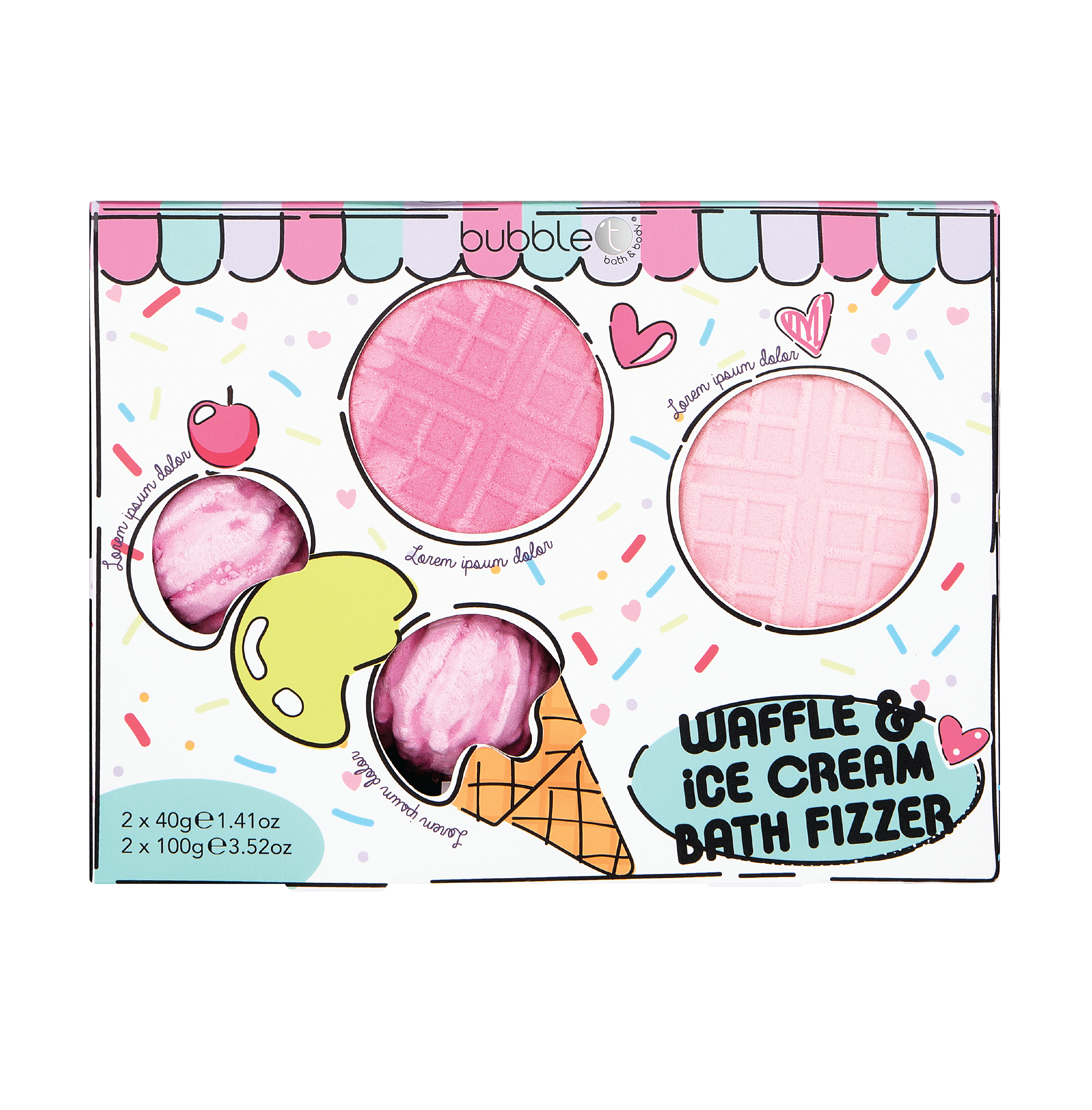 BubbleT Cartoon Waffle Bath Fizzer Set, 1 sett