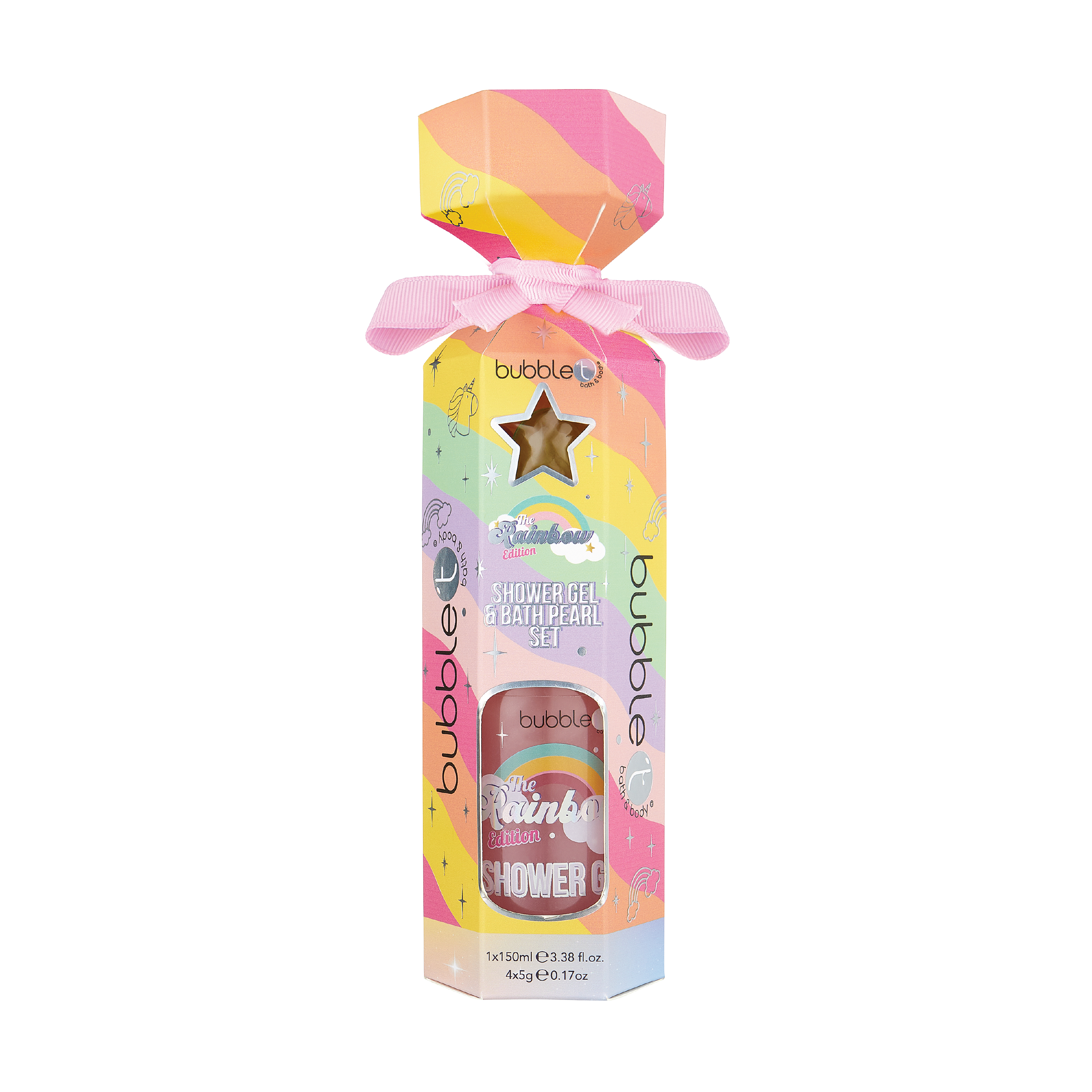 BubbleT Rainbow Body Wash & Bath Pearls Set, 1 sett