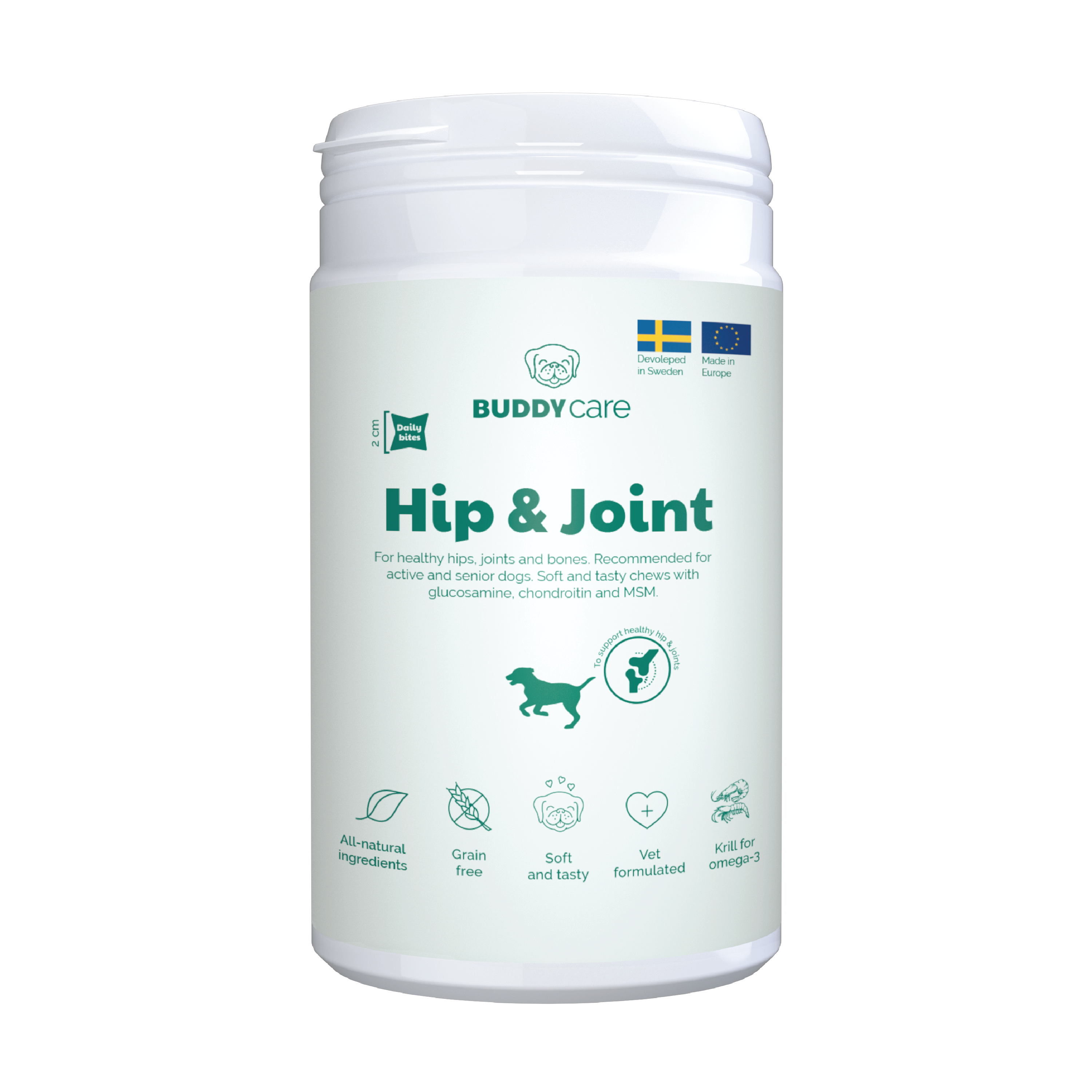 Buddy Pet Foods Hip & Joint Kosttilskudd til hund, 150 g