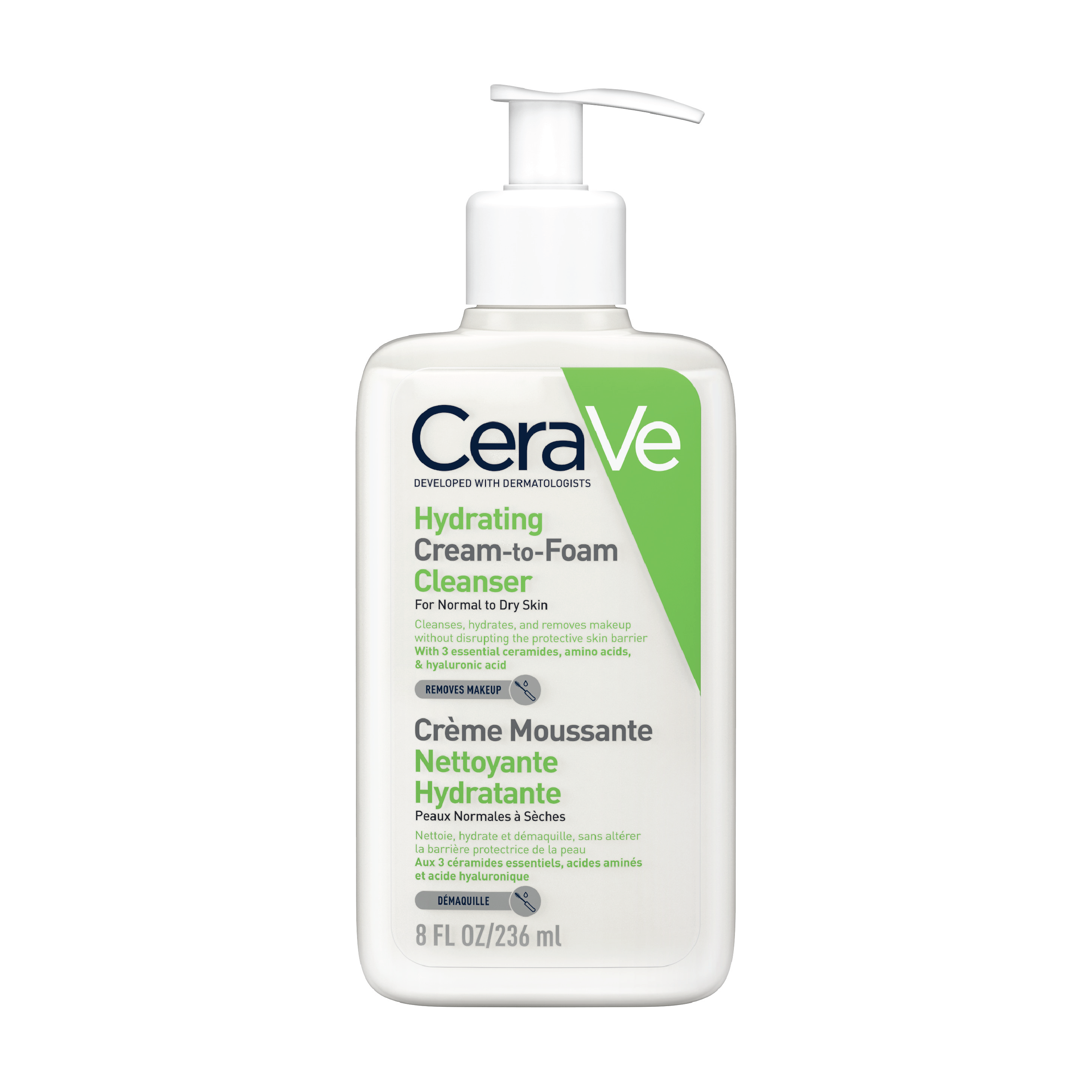 CeraVe Hydrating Cream-To-Foam Cleanser, 236 ml