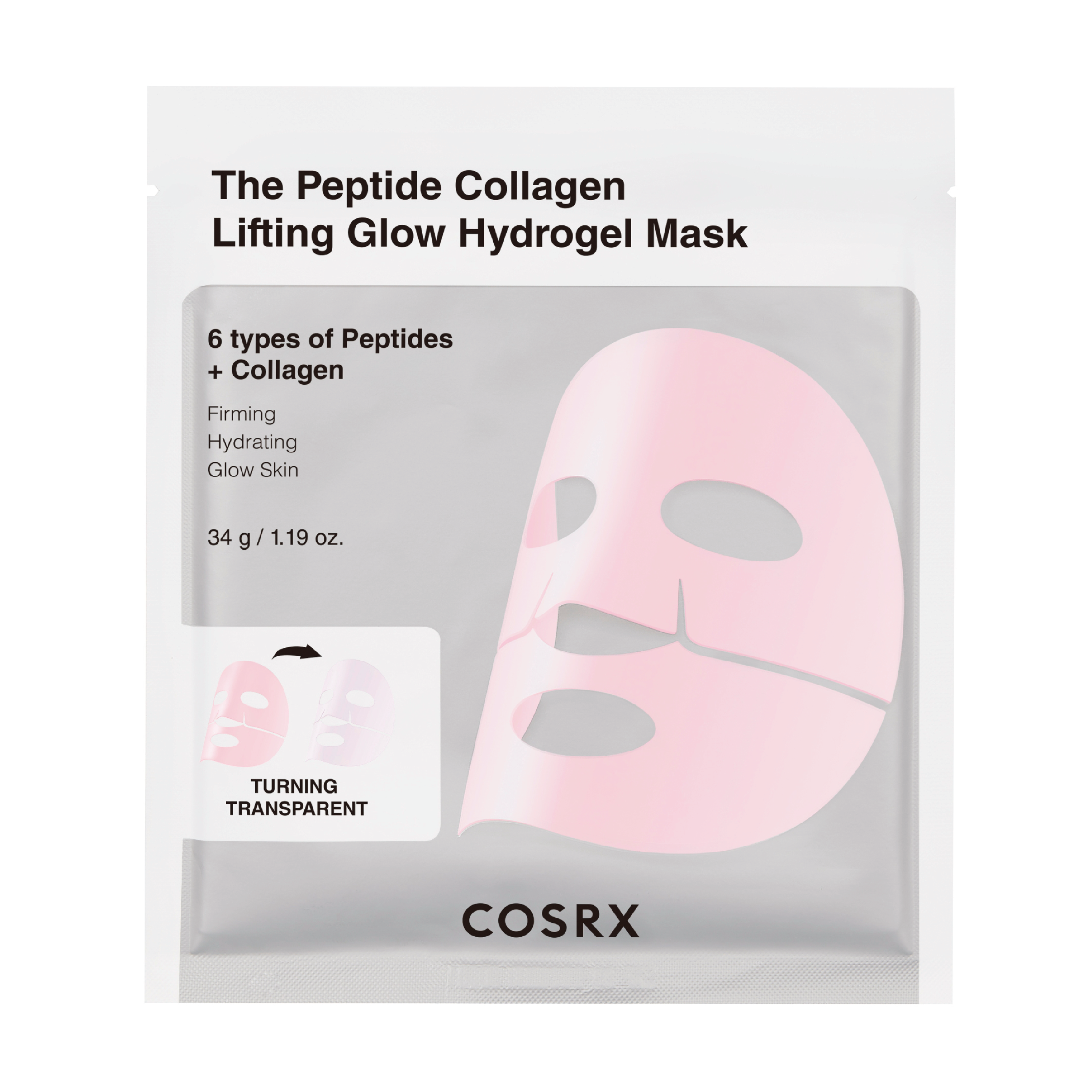 COSRX The Peptide Collagen Lifting Glow Hydrogel Mask, 3 stk.