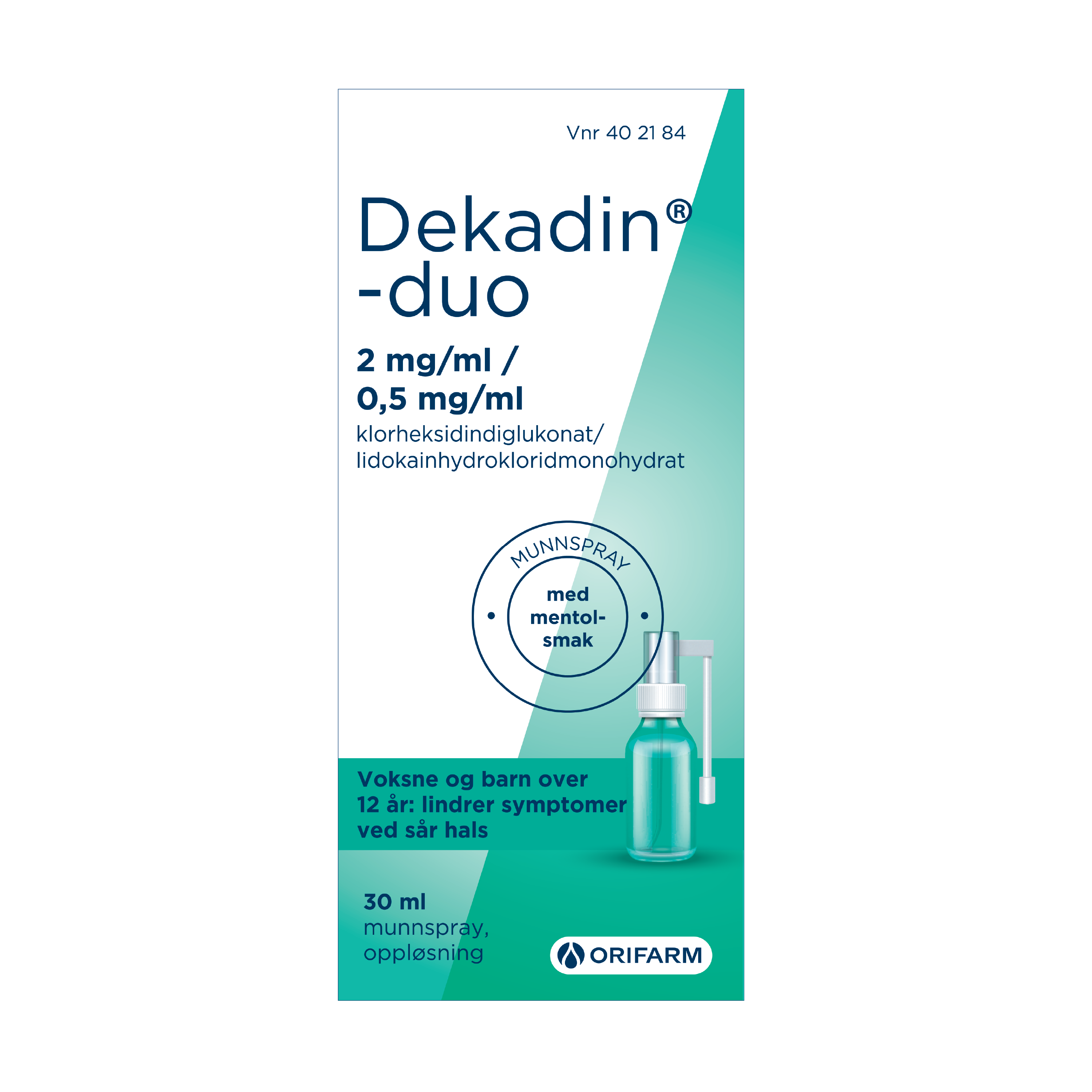 Dekadin-duo Munnspray 2mg/ml/0,5mg/ml mentol, 30 ml