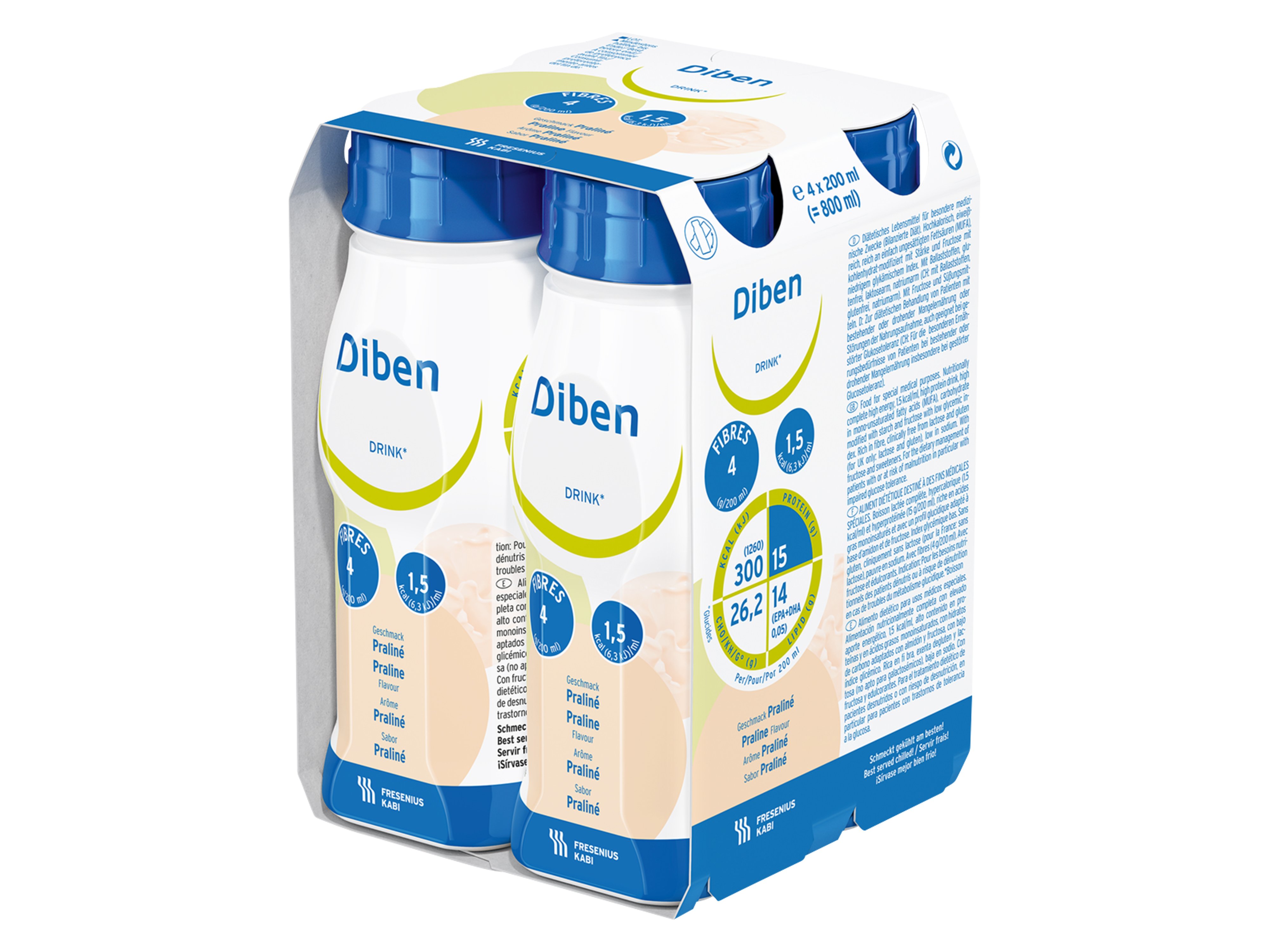 Diben Drink næringsdrikk, Nougat, 4x200 ml