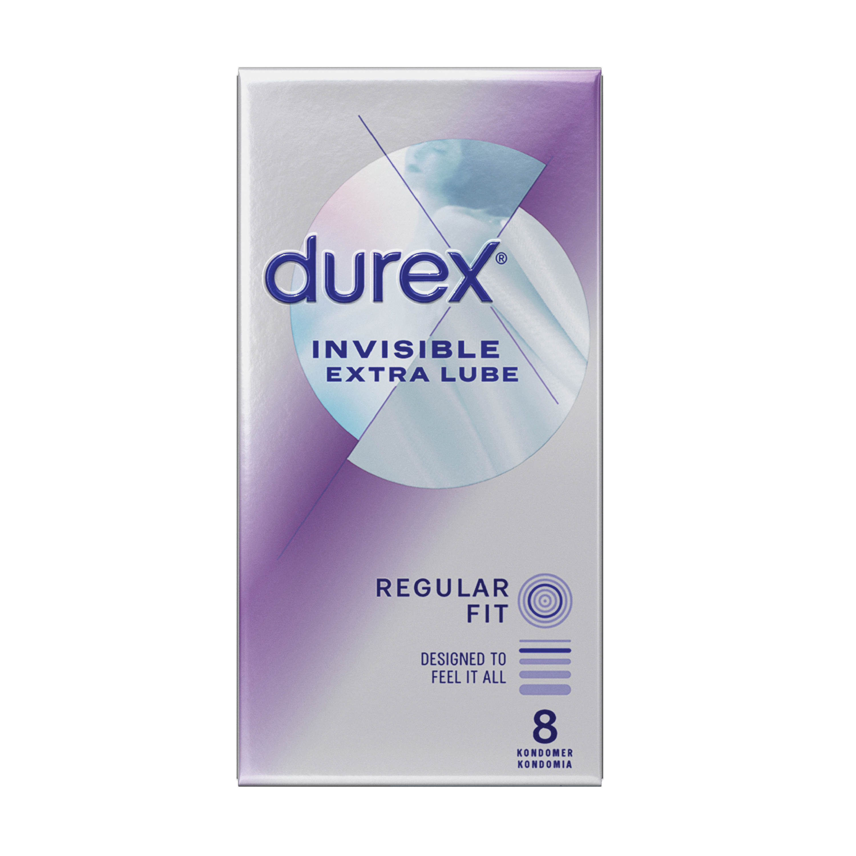 Durex Invisible Extra Lube Kondomer, 8 stk.