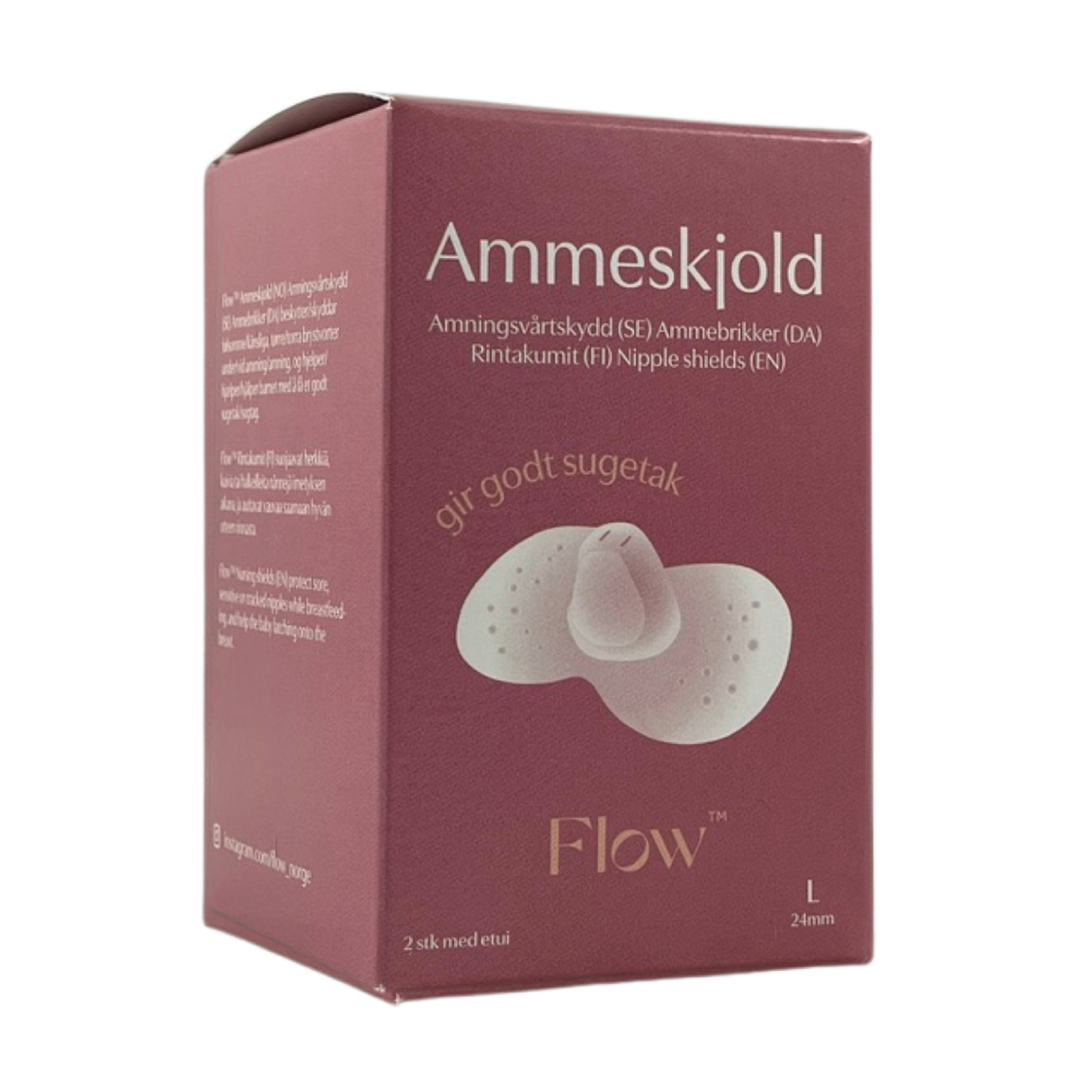 Flow Ammeskjold i silikon, Str. L, 1 par