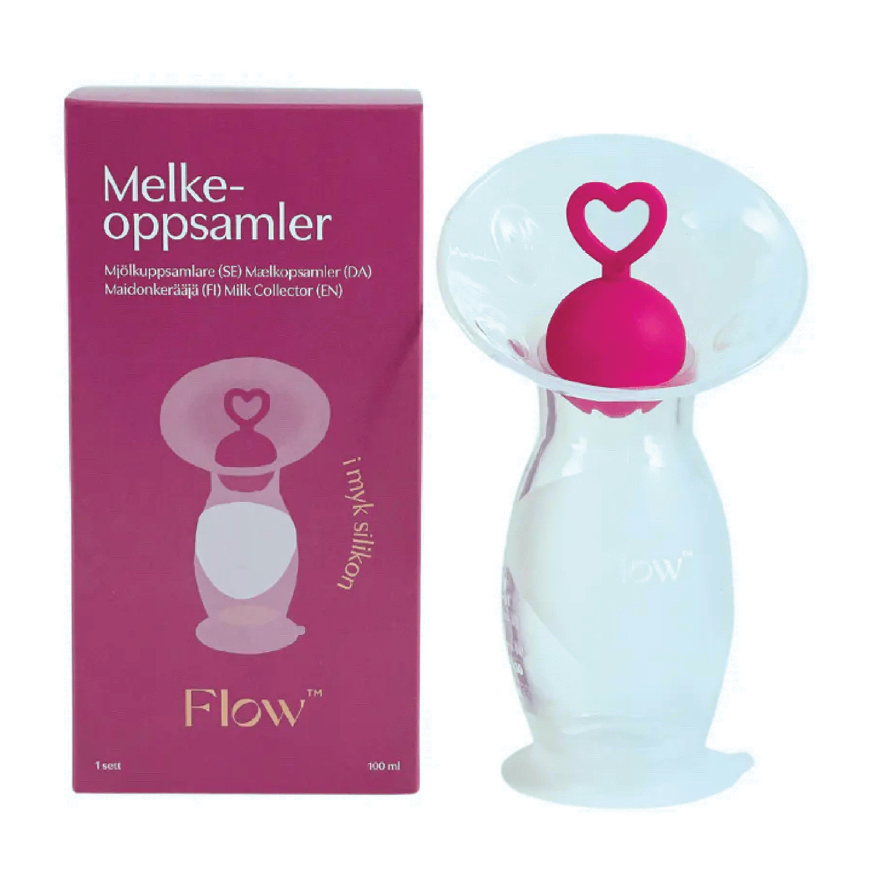 Flow Melkeoppsamler m/silikonstopper og lokk, 1 sett