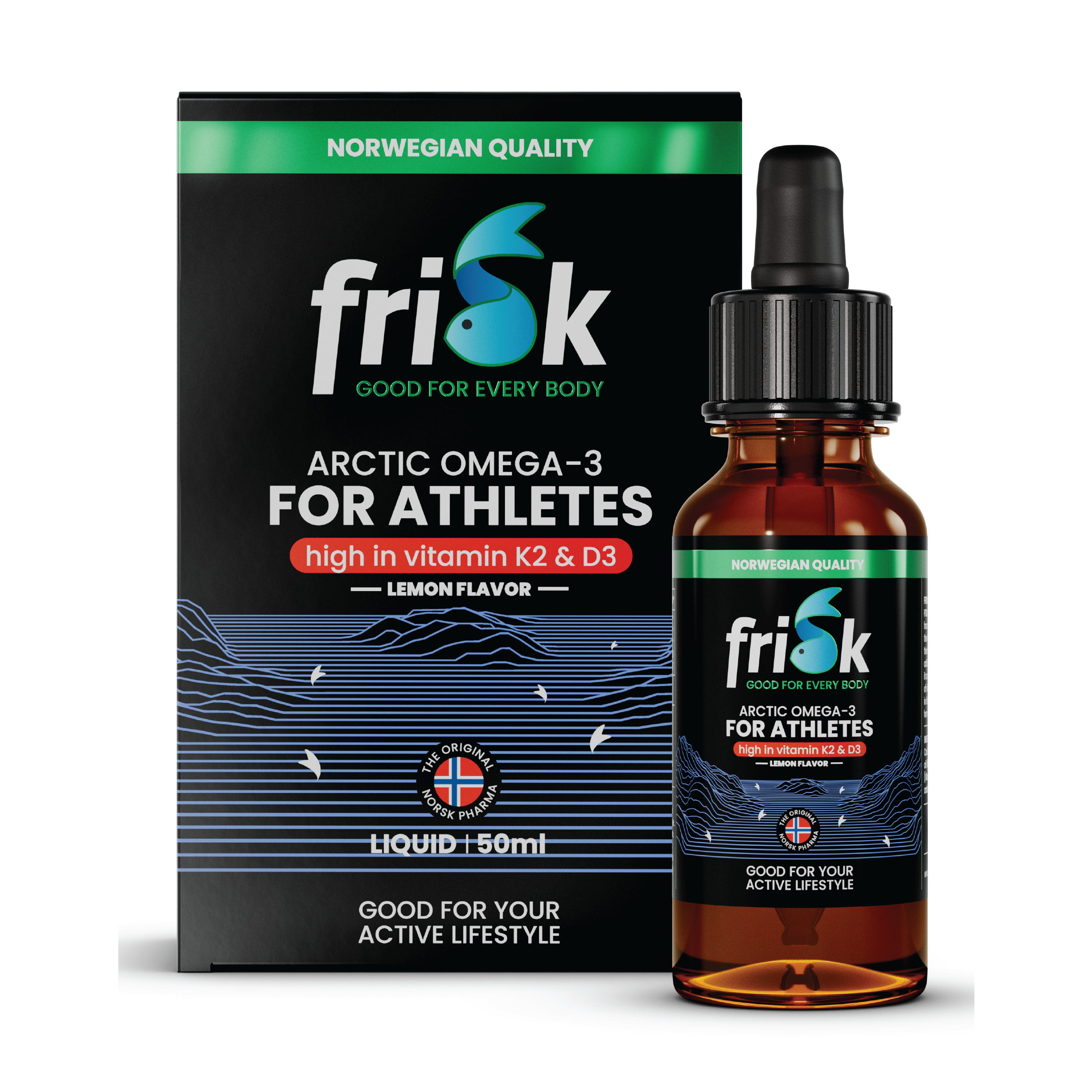 Frisk Arctic Omega-3 for Atleter, Sitronsmak, 50 ml
