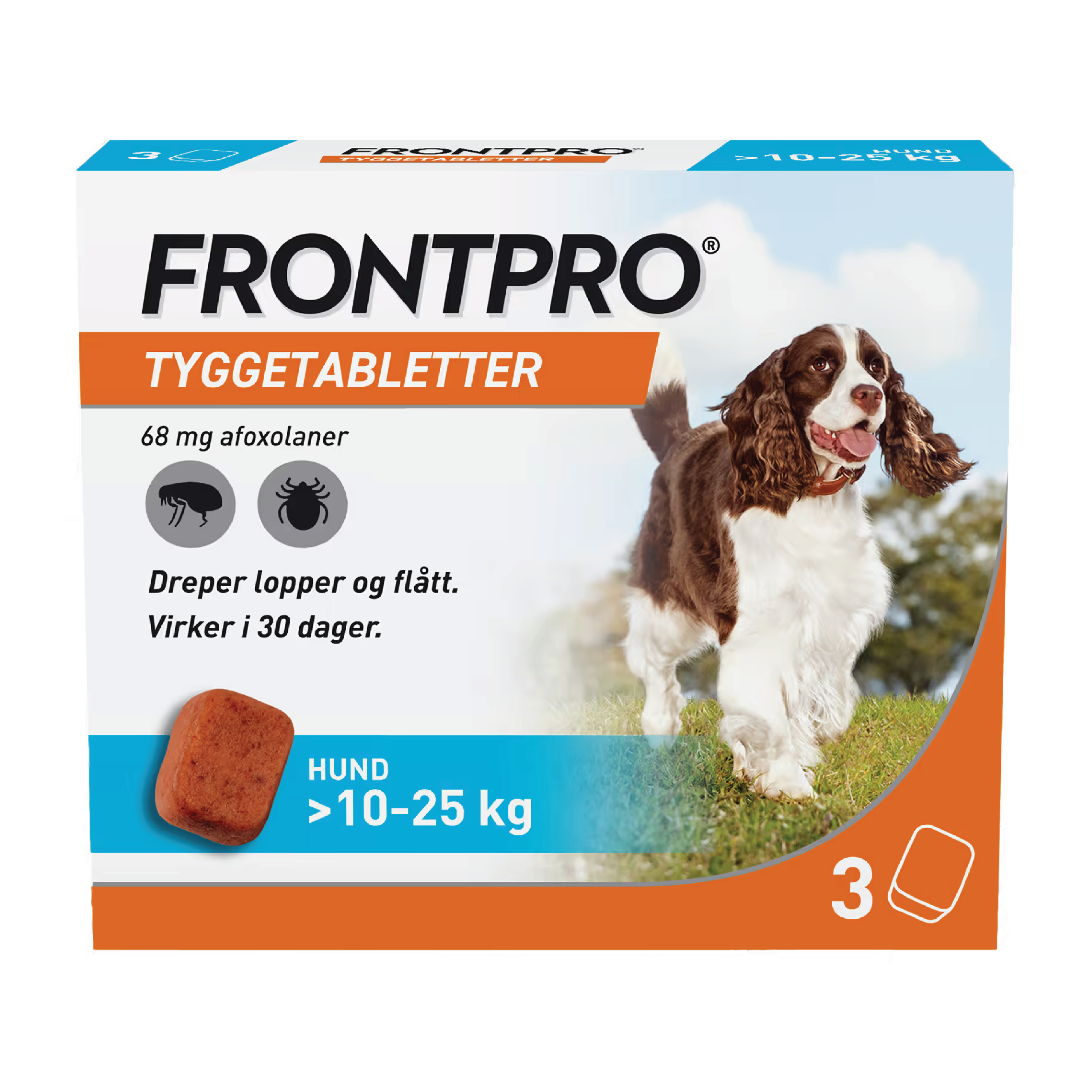 Frontpro 68 mg tyggetabletter til hund, 3 stk.