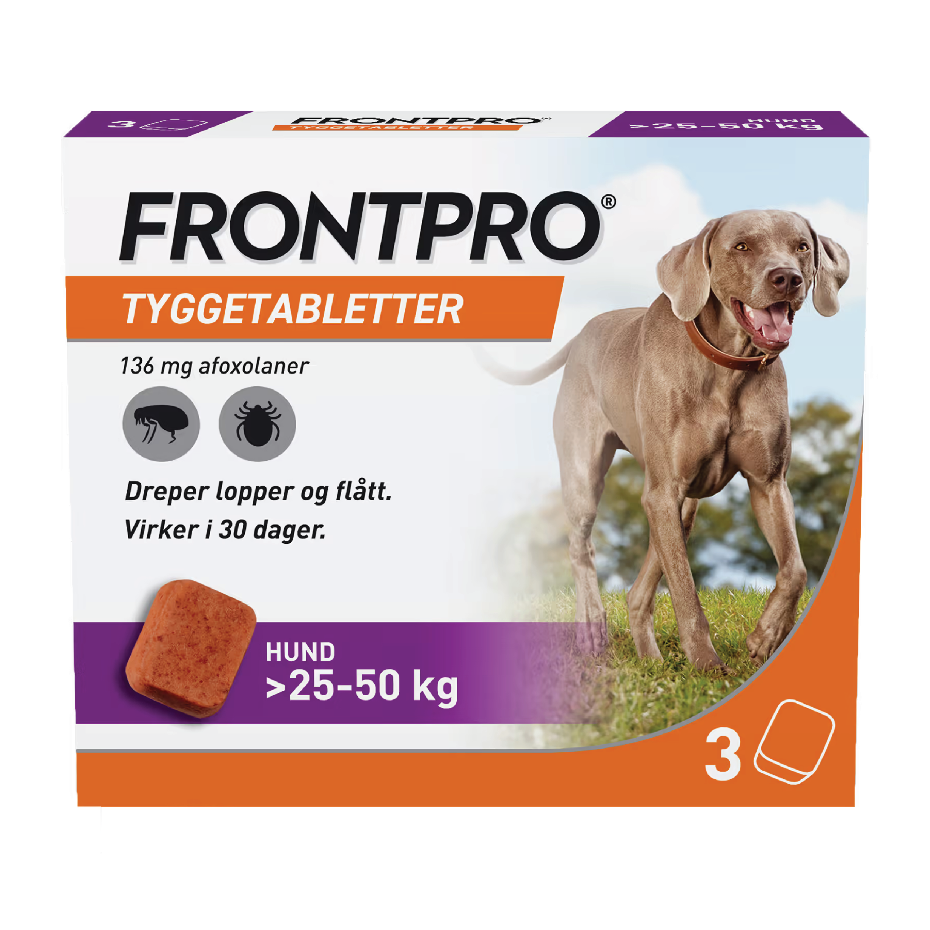 Frontpro 136 mg tyggetabletter til hund, 3 stk.