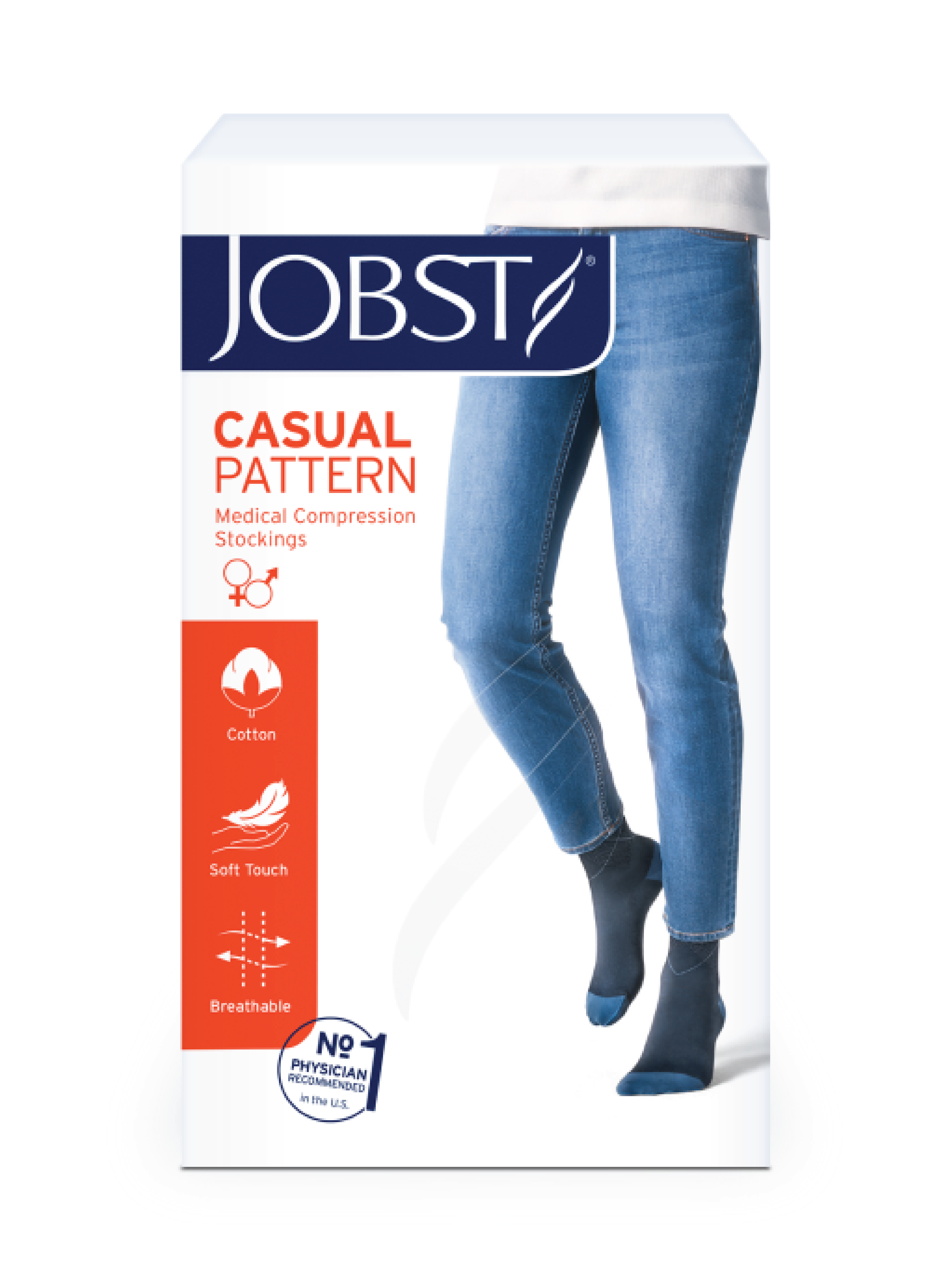 JOBST Casual Pattern knestrømpe, Klasse 1, x-large, blå, 1 par