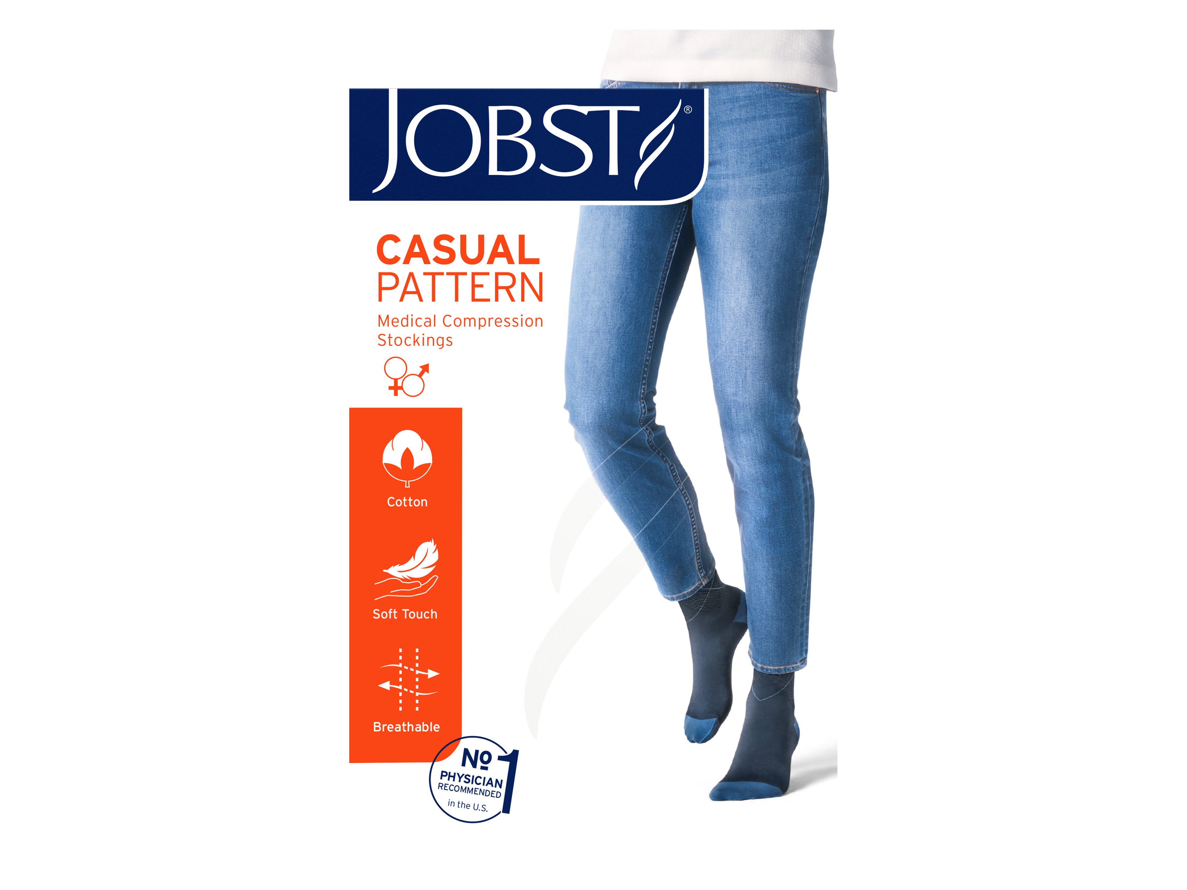 JOBST Casual Pattern knestrømpe, Klasse 1, small, grå, 1 par