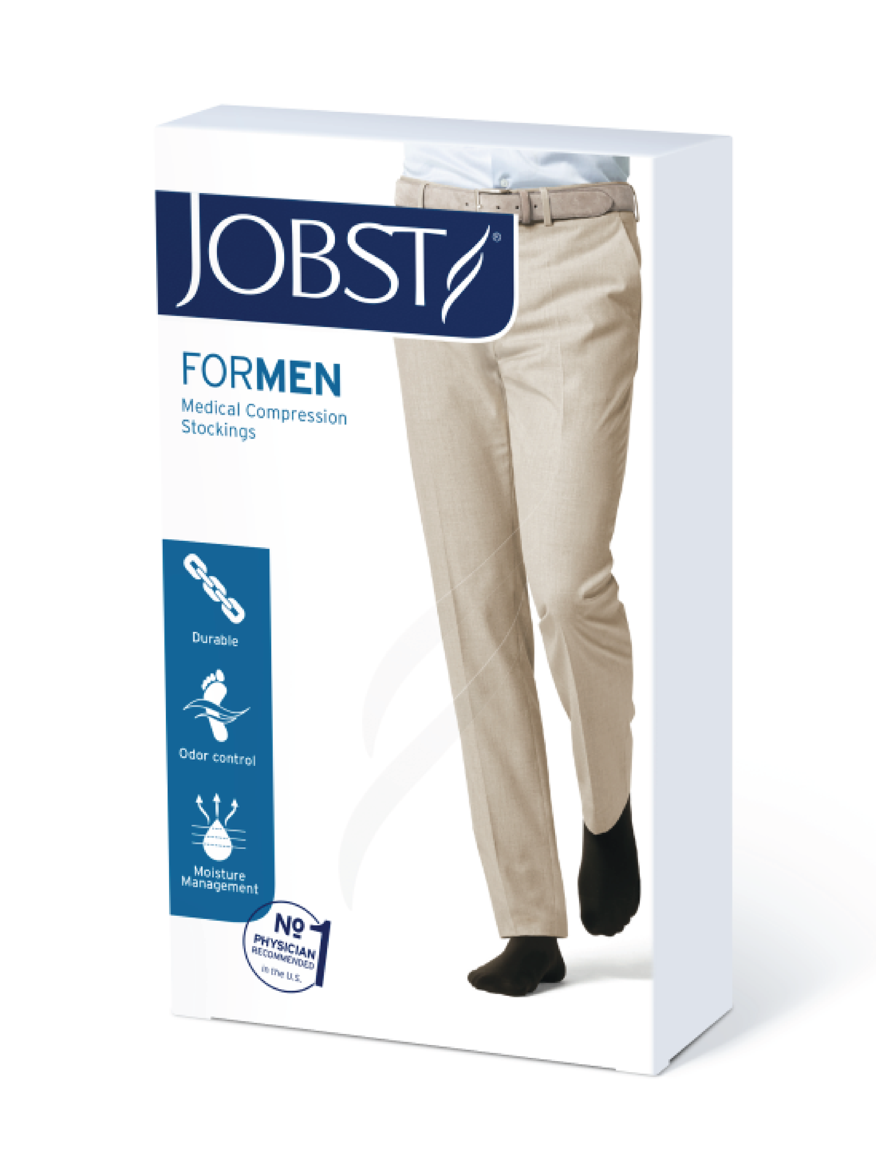 JOBST For Men lårstrømpe, Klasse 2, medium, sort, 1 par