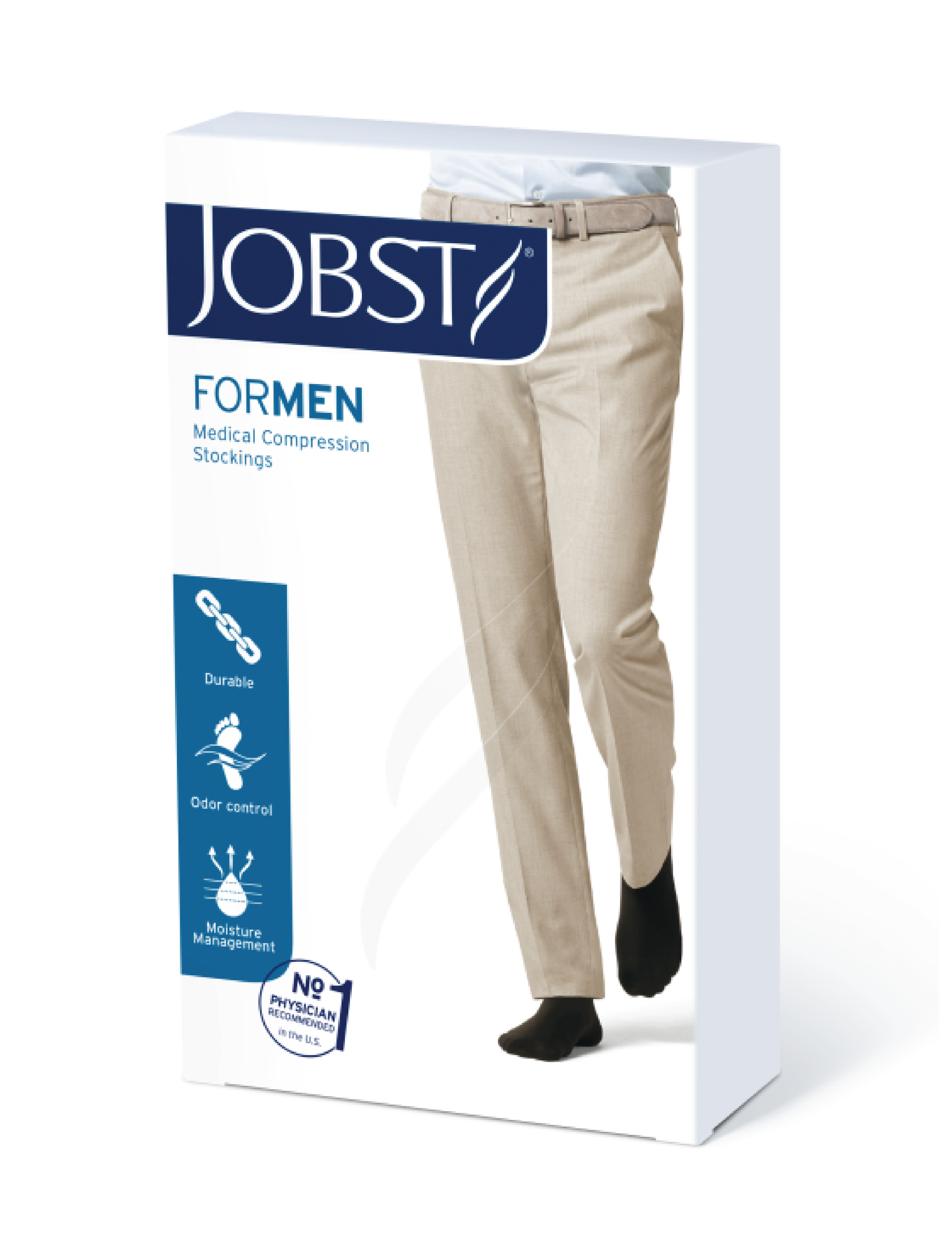 JOBST For Men lårstrømpe, Klasse 1, medium, sort, 1 par