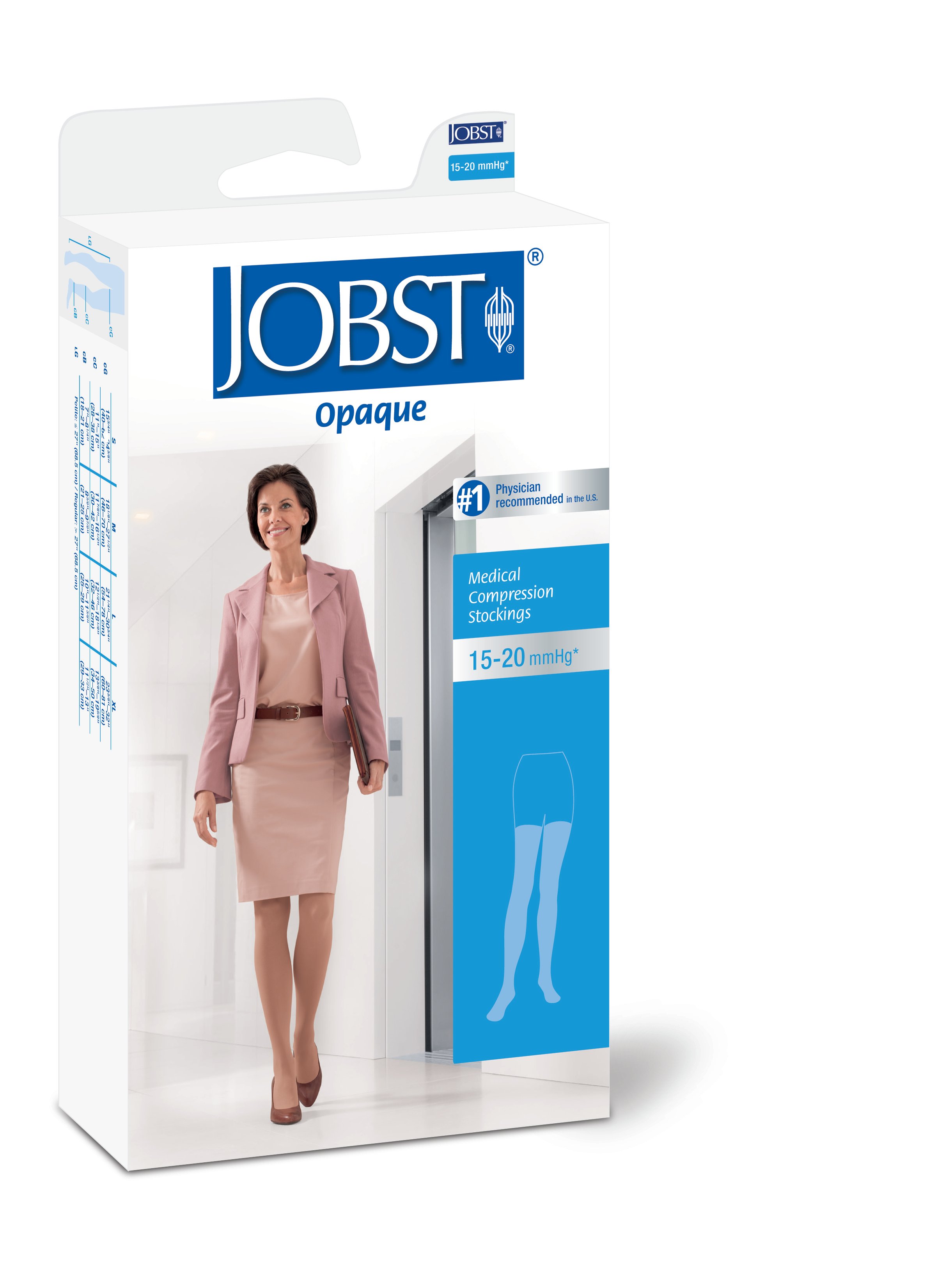 JOBST Opaque lårstrømpe, Klasse 1, small, natural, 1 par