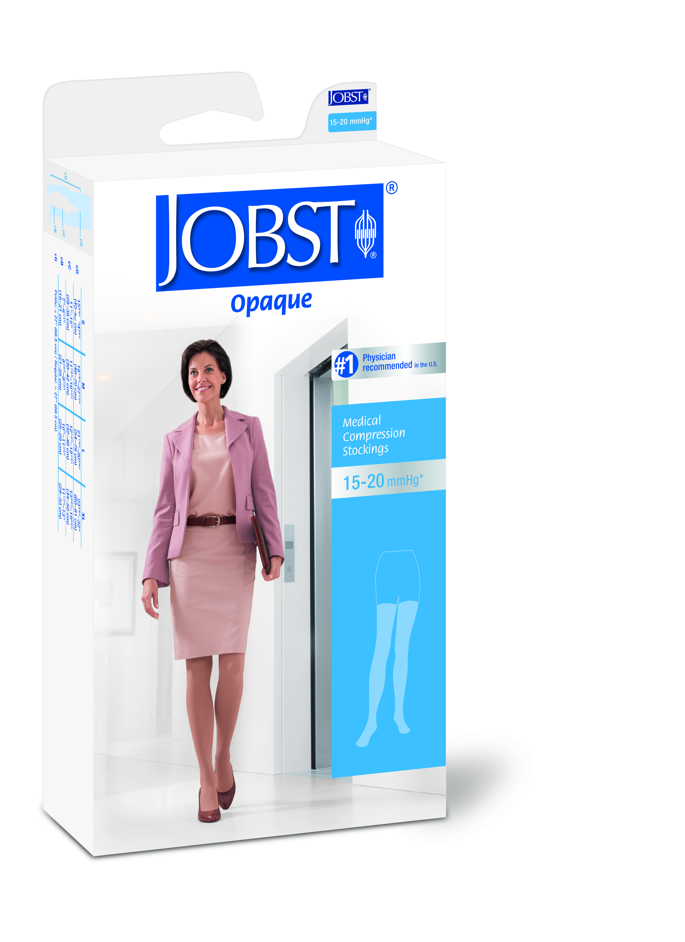 JOBST Opaque lårstrømpe, Klasse 1, medium, natural, 1 par