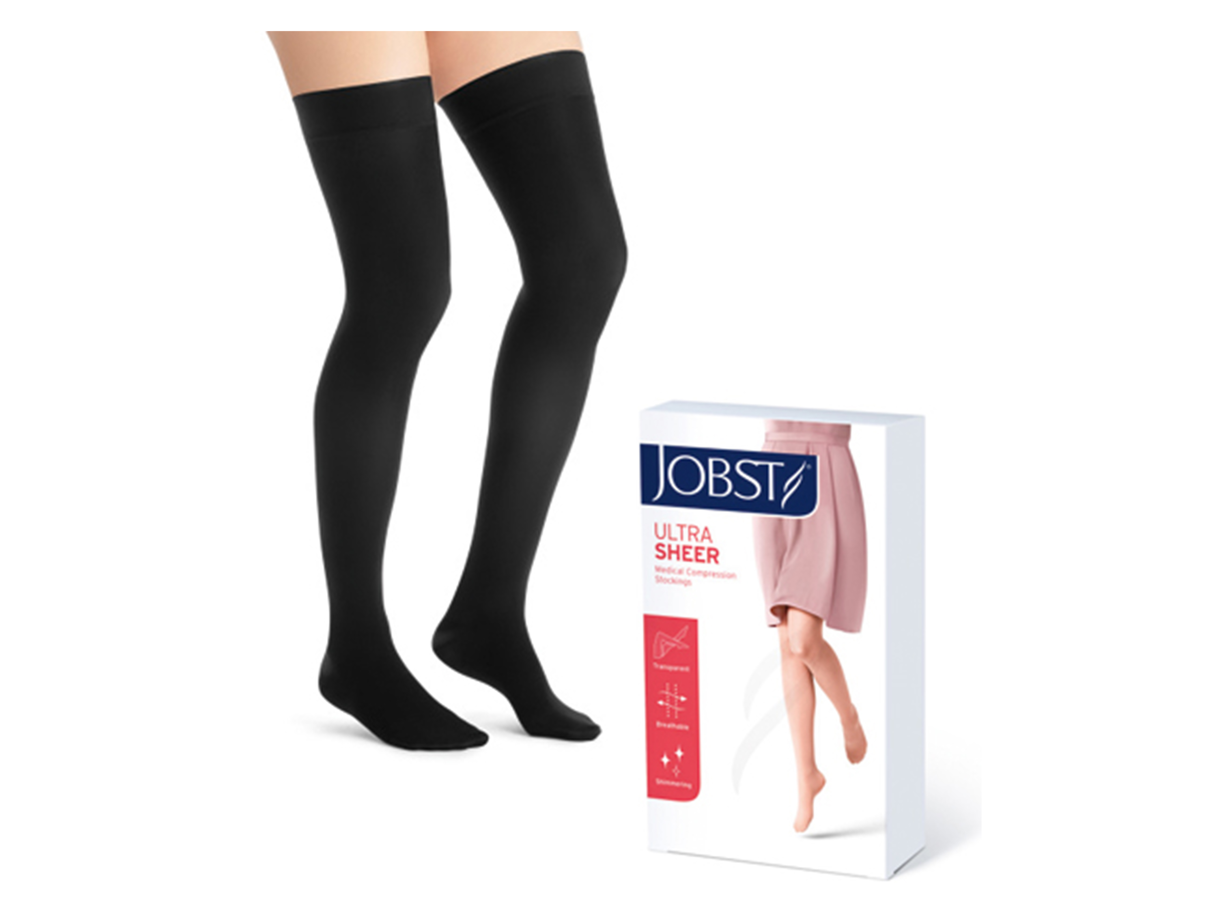 JOBST Ultra Sheer lårstrømpe, Klasse 1, small, sort, 1 par