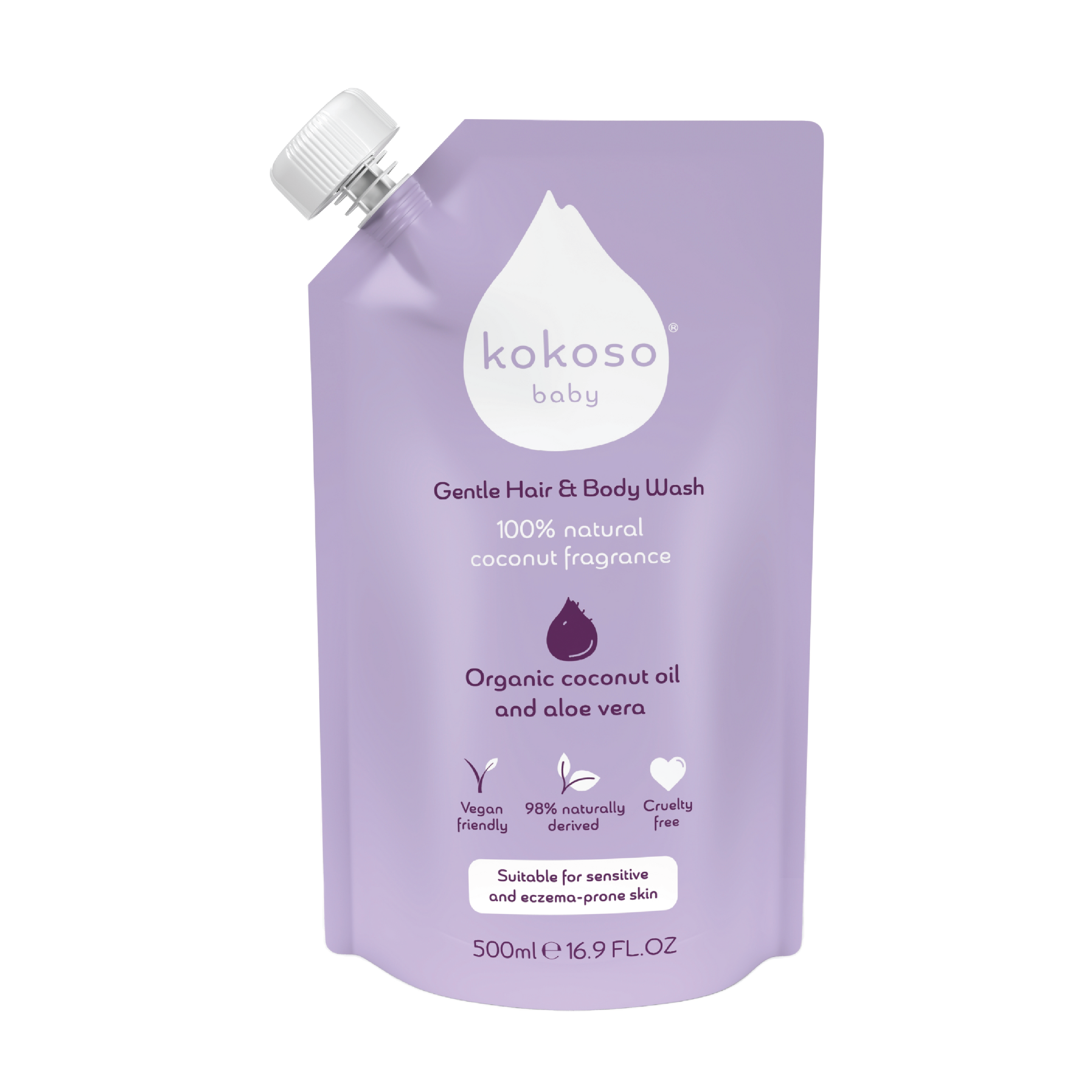 Kokoso Baby Gentle Hair & Body Wash Refill Pouch, 500 ml