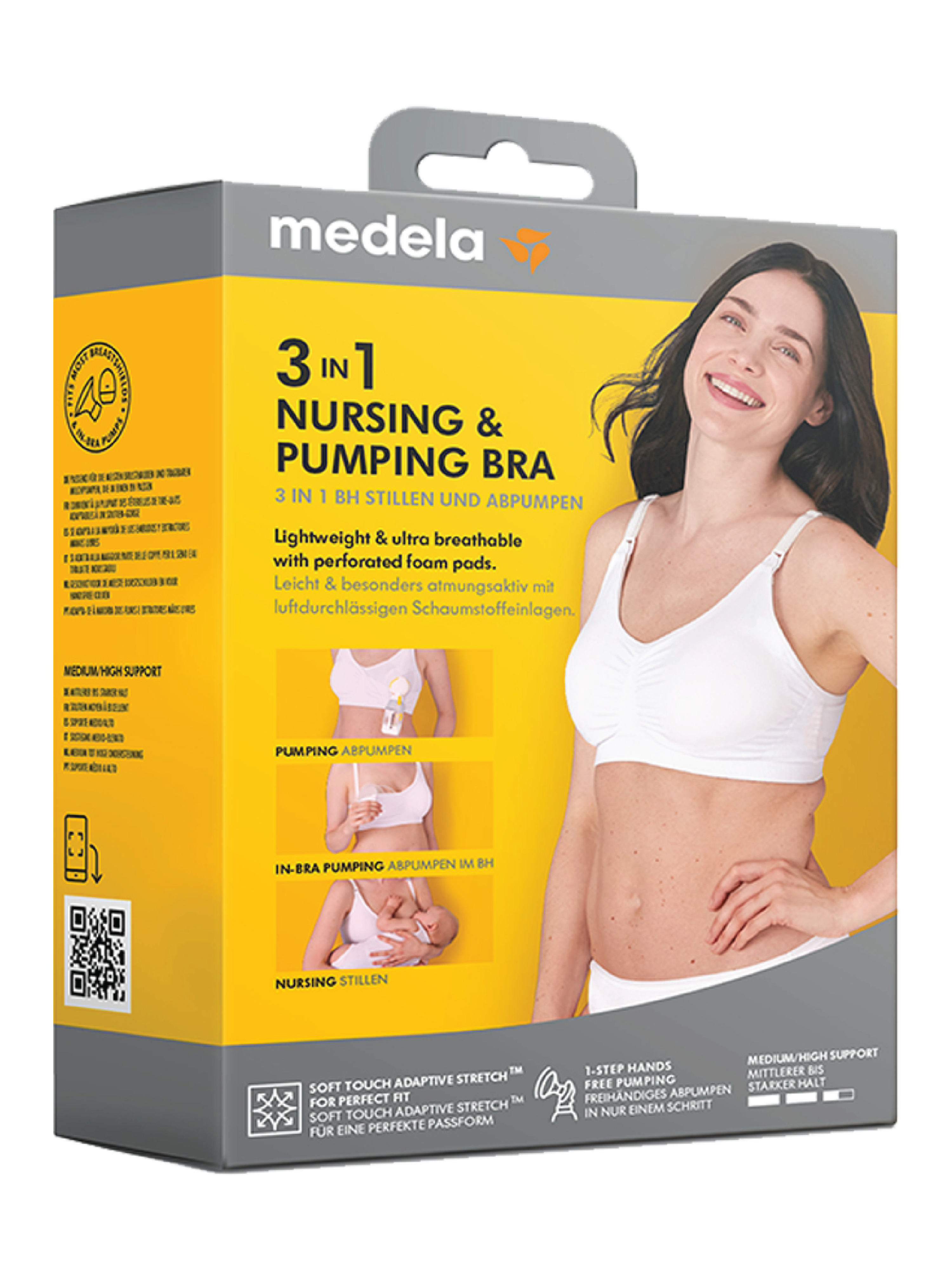 Medela 3-i-1 amme- og pumpe-BH, Hvit, L - Amming og pumping