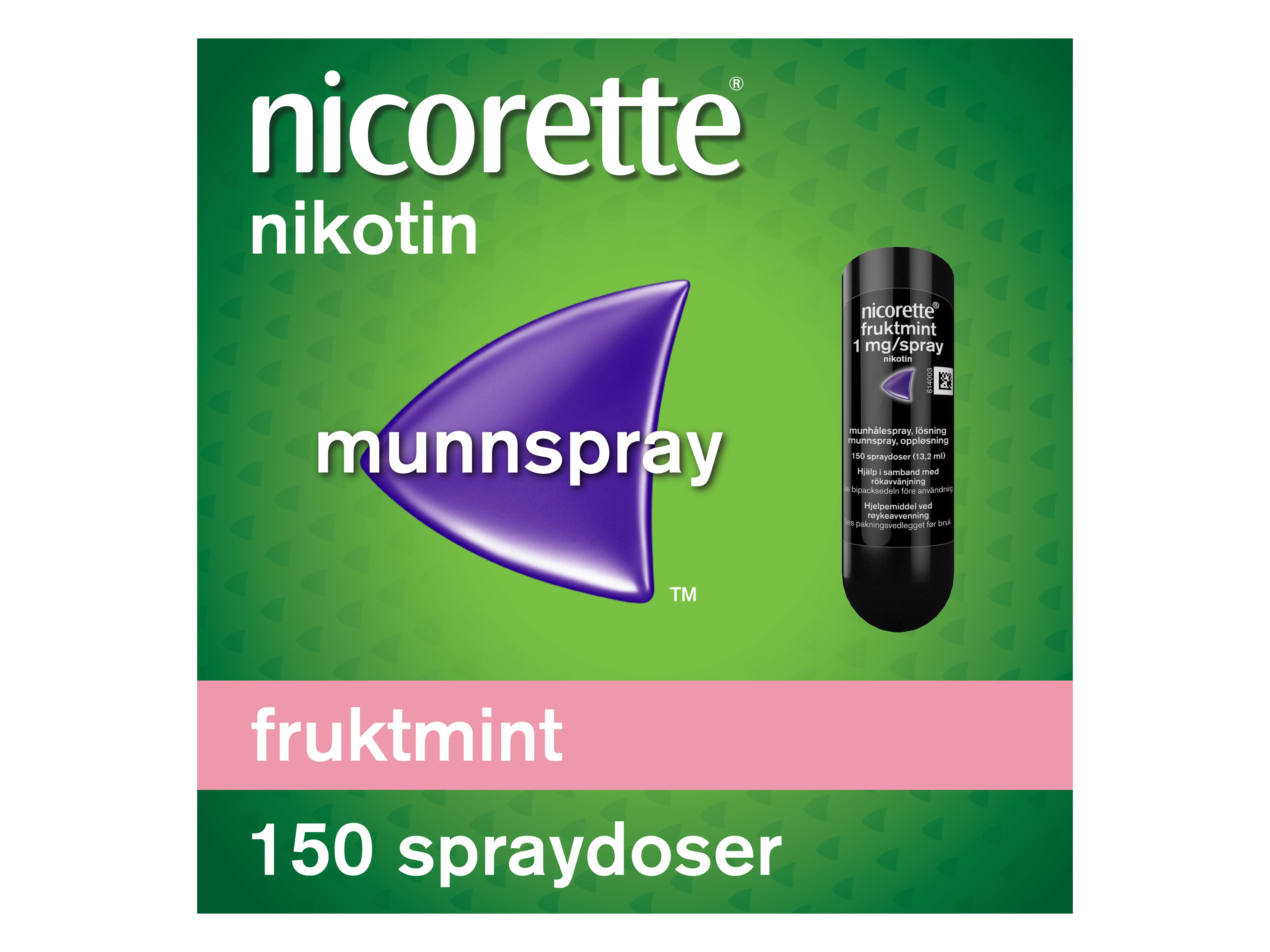 Nicorette 1 mg/dose munnspray, Fruktmint, 150 stk. - Røykeslutt 