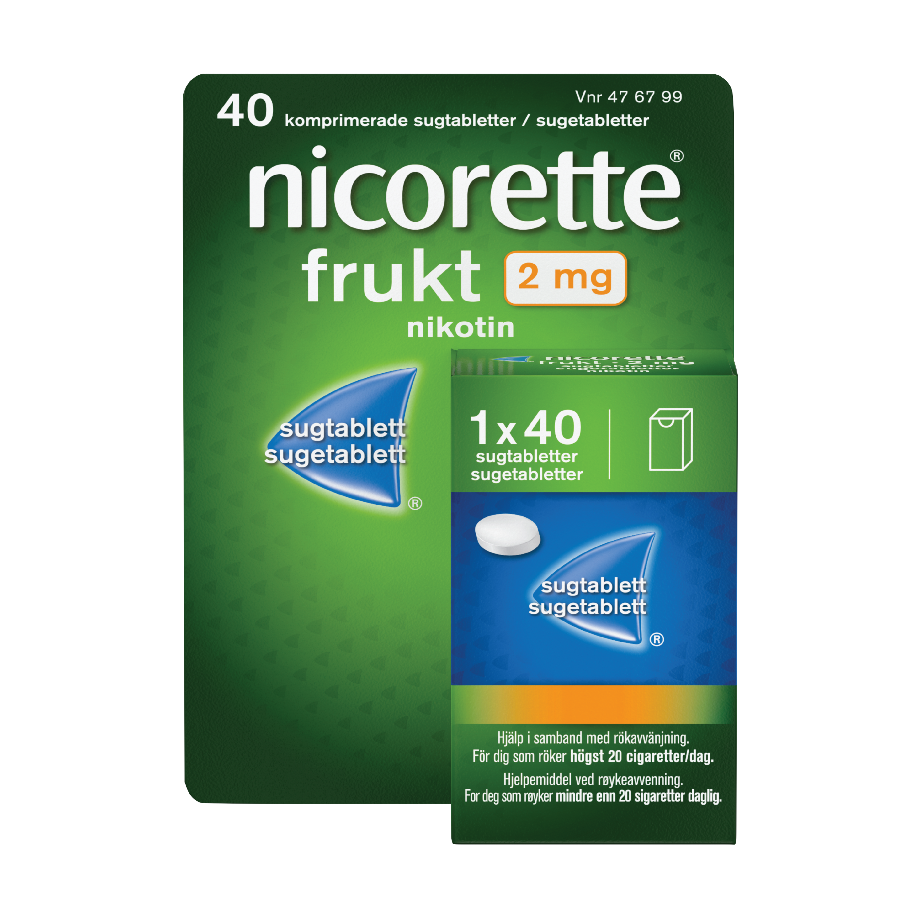 Nicorette 2 mg sugetabletter, Frukt, 40 stk.