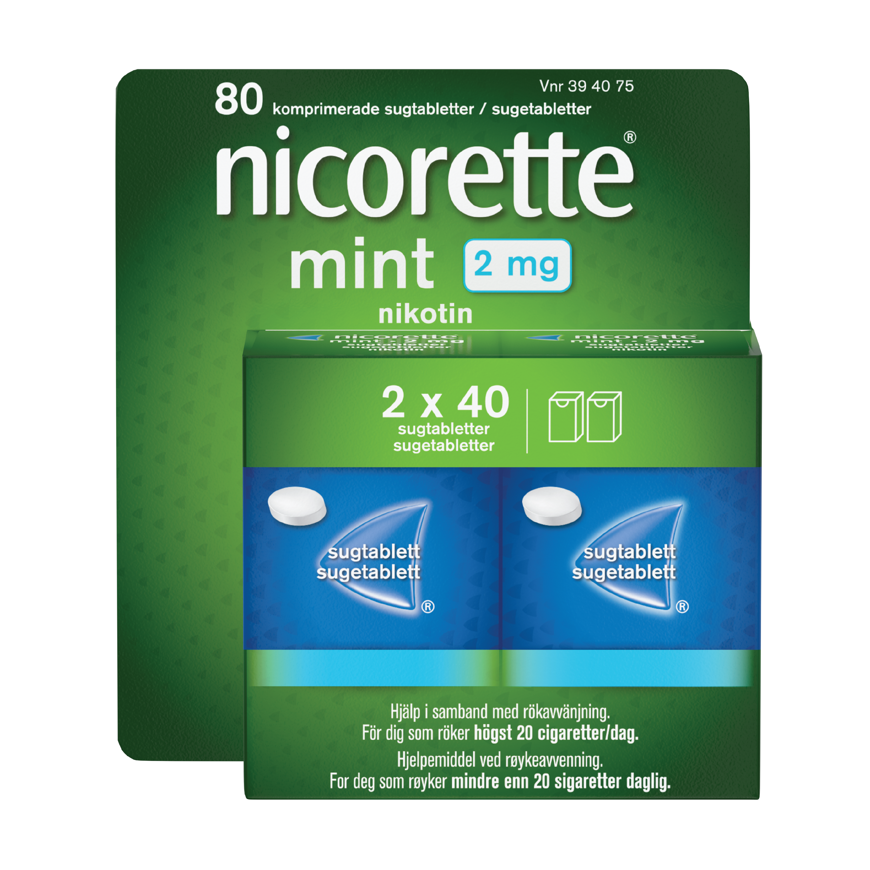 Nicorette 2 mg sugetabletter, Mint, 80 stk.