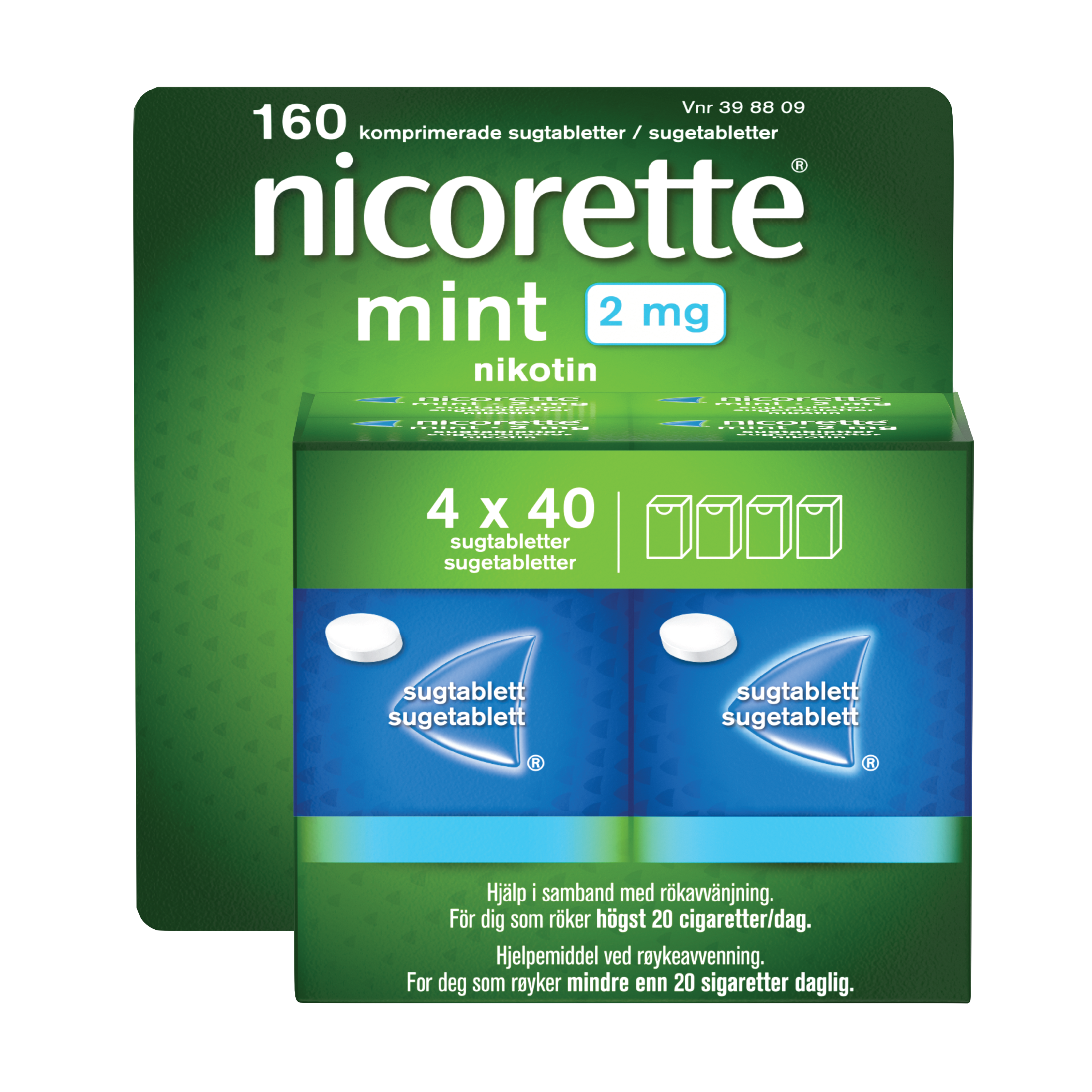 Nicorette 2 mg sugetabletter, Mint, 160 stk.