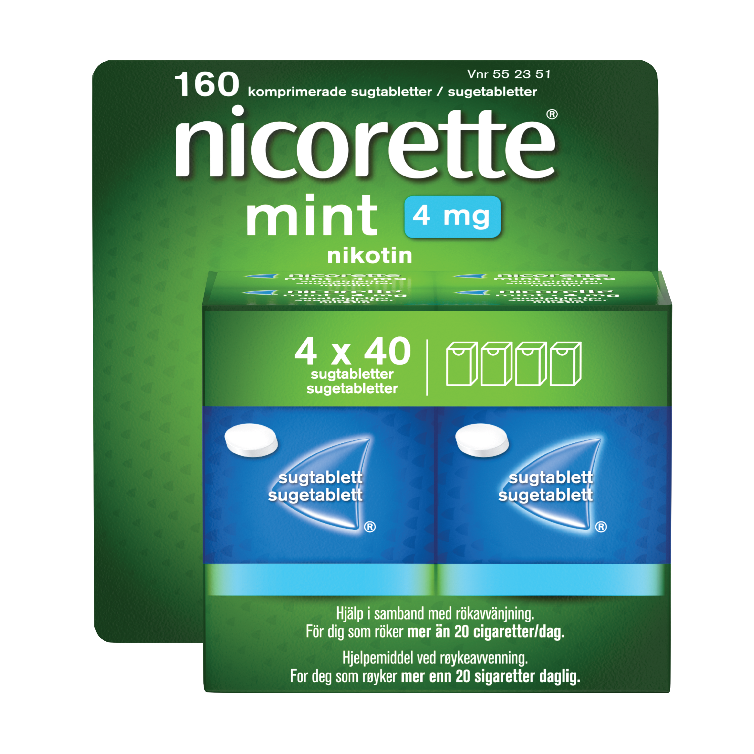 Nicorette 4 mg sugetabletter, Mint, 160 stk.