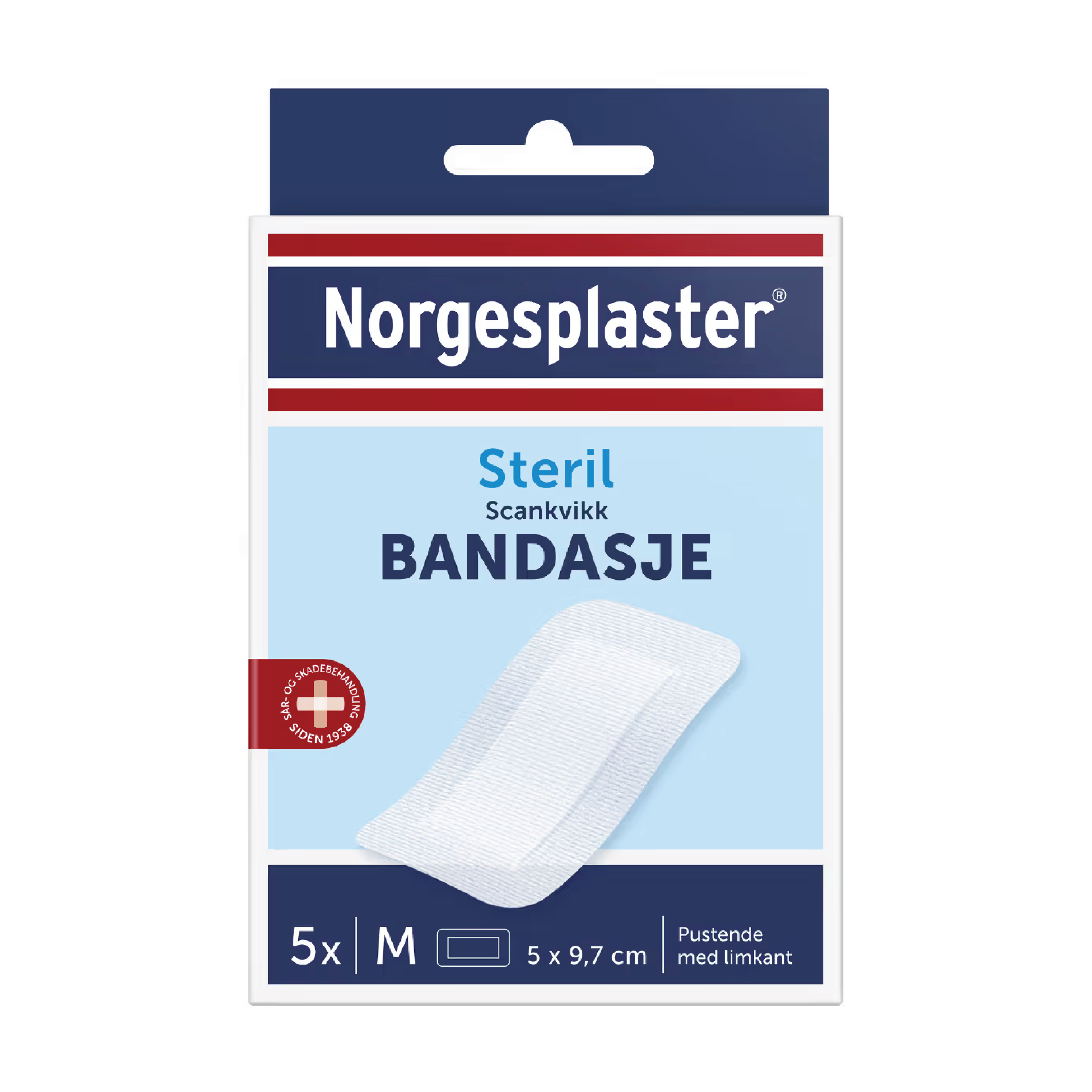 Norgesplaster Scankvikk bandasje, 5x9,7 cm, hvit, 5 stk.