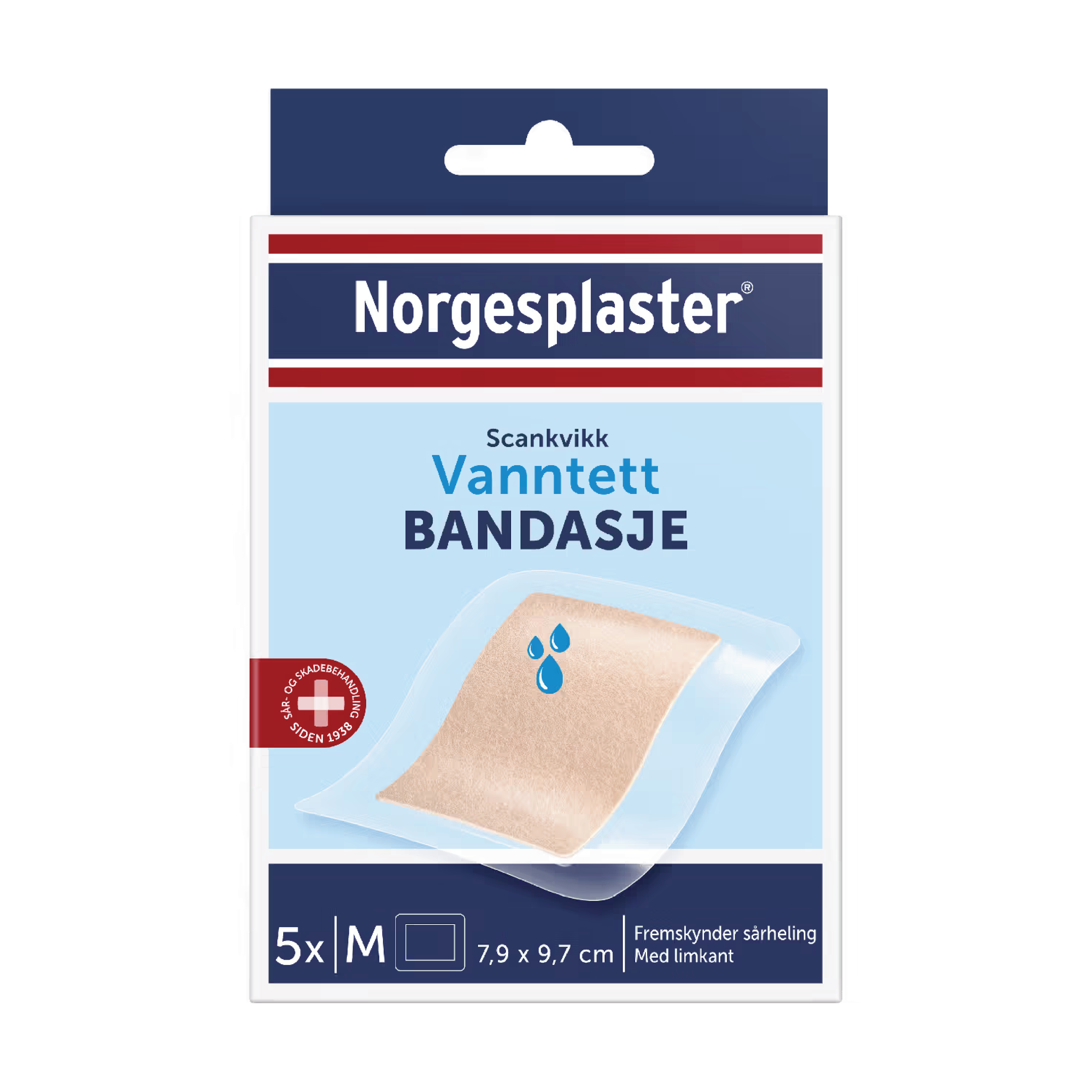 Norgesplaster Scankvikk vanntett bandasje, 7,9x9,7 cm, 5 stk.