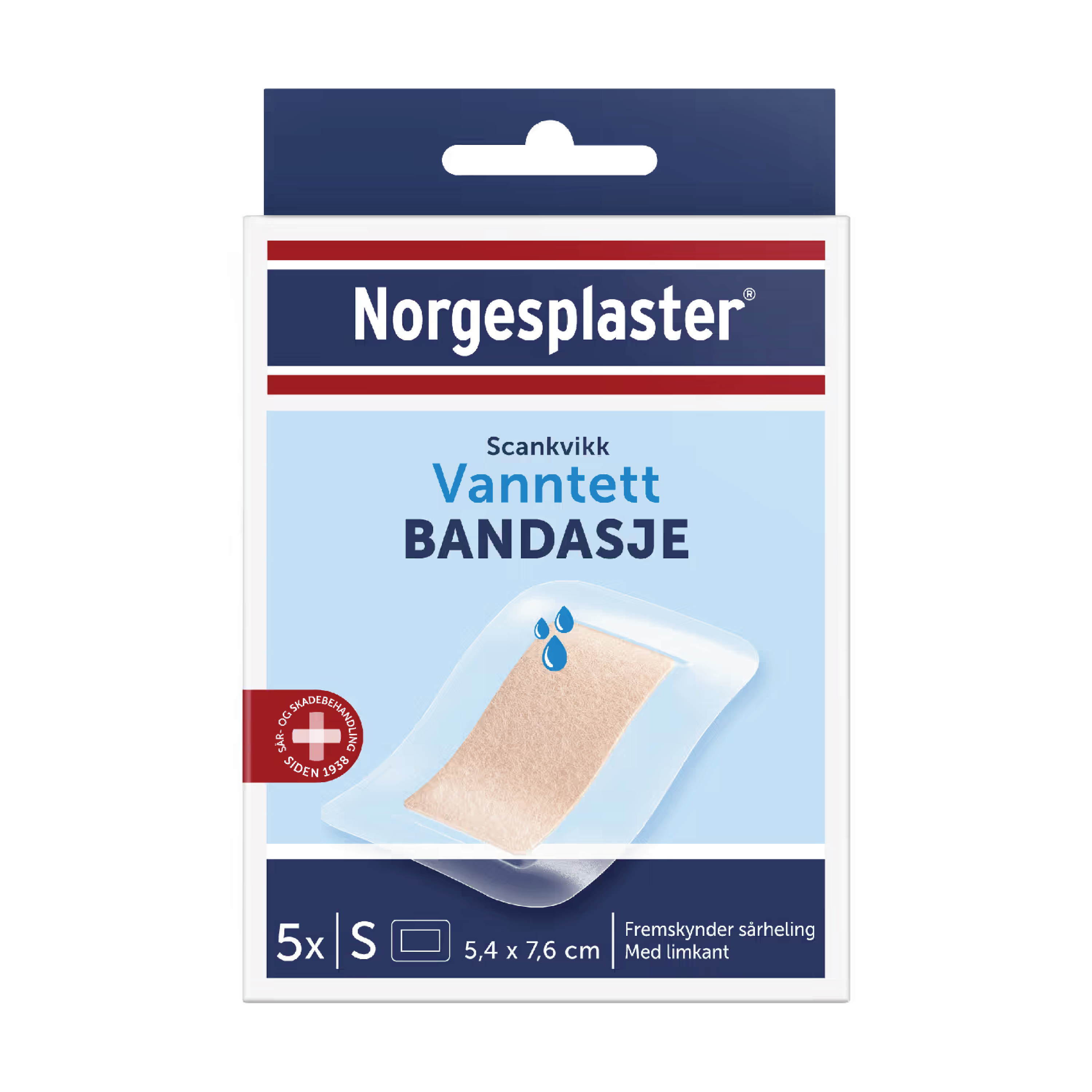 Norgesplaster Scankvikk vanntett bandasje, 5,4x7,6 cm, 5 stk.