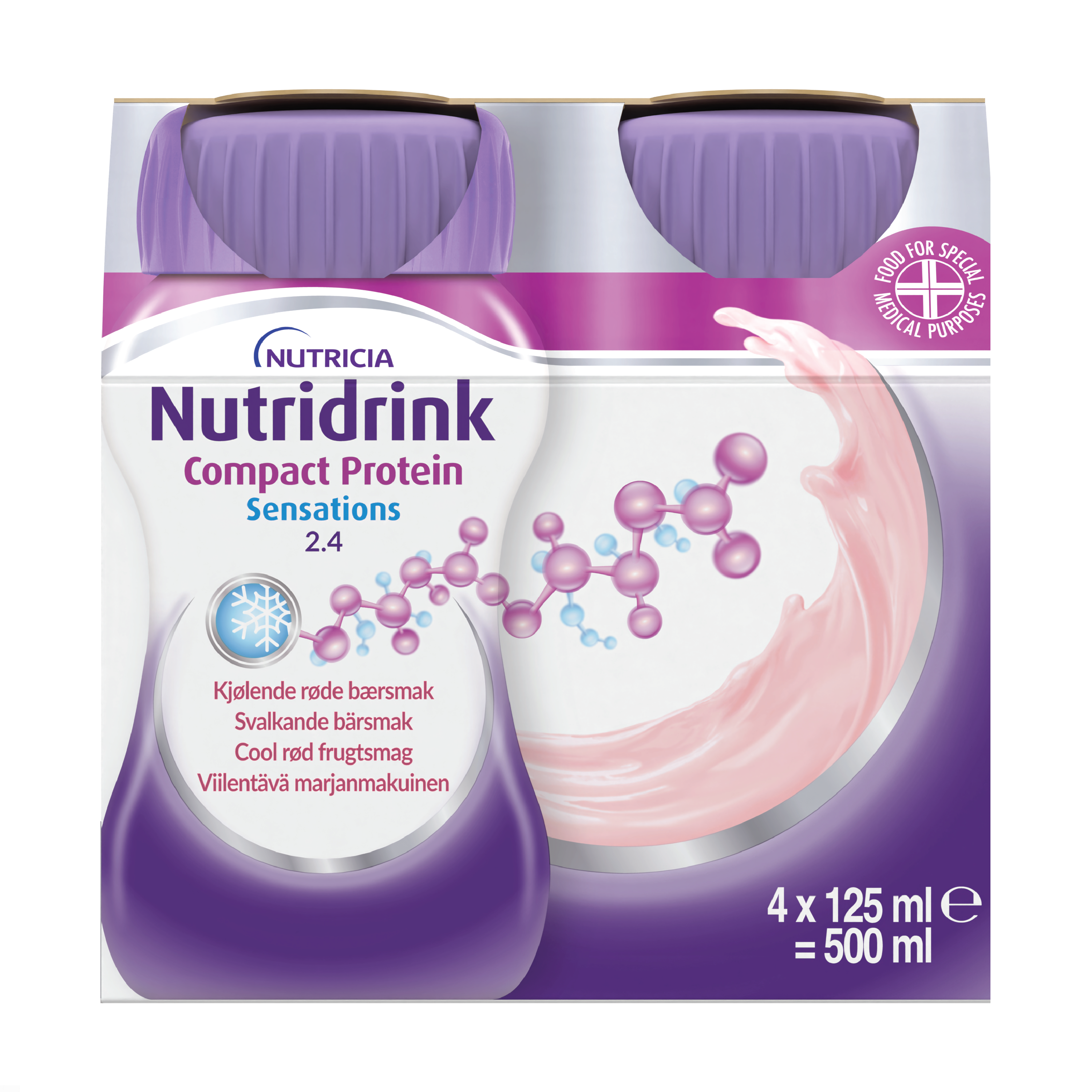 Nutridrink Compact Protein Næringsdrikk, Røde bær, 4x125 ml