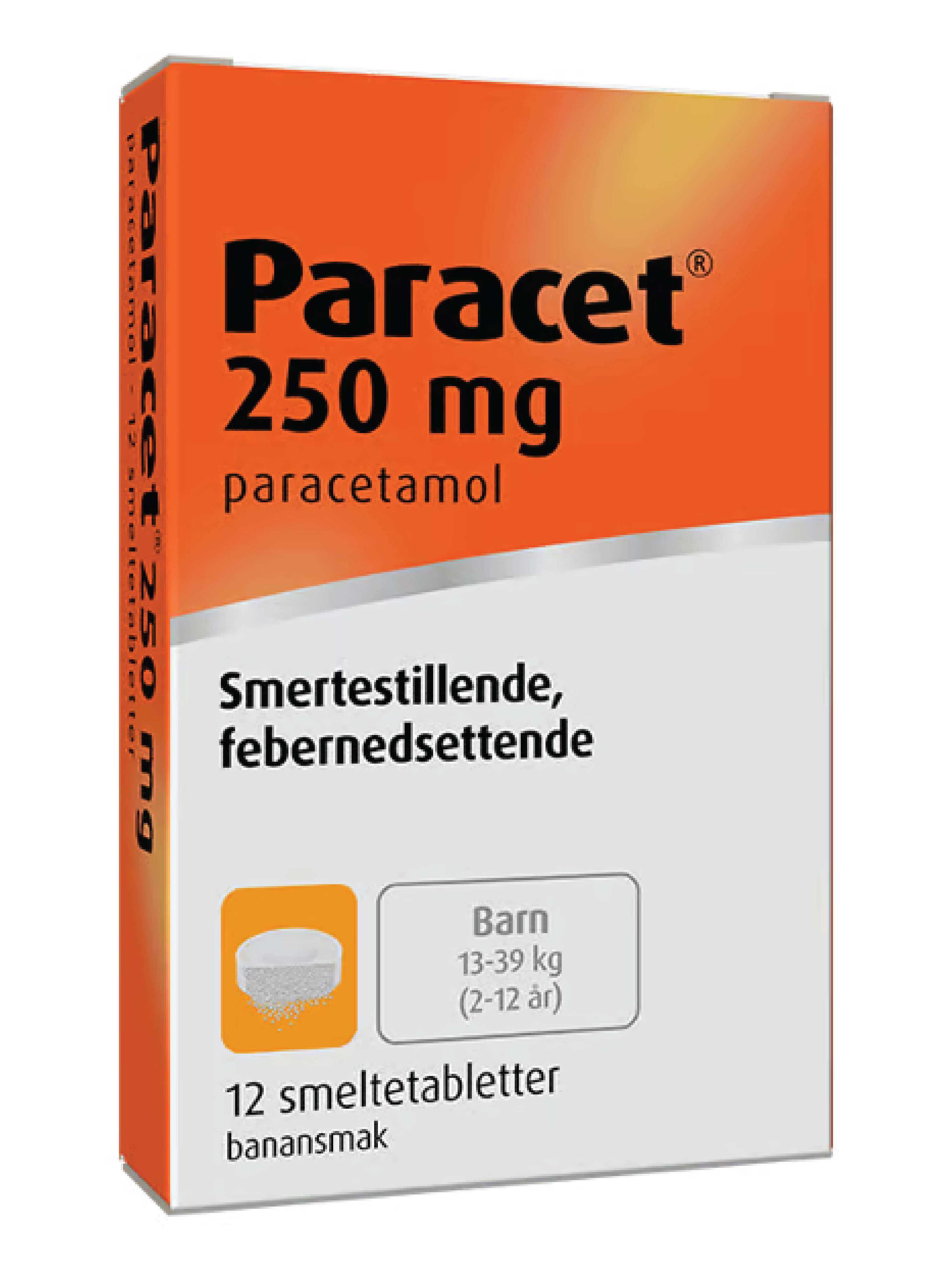 Paracet 250 mg smeltetabletter, 12 stk.
