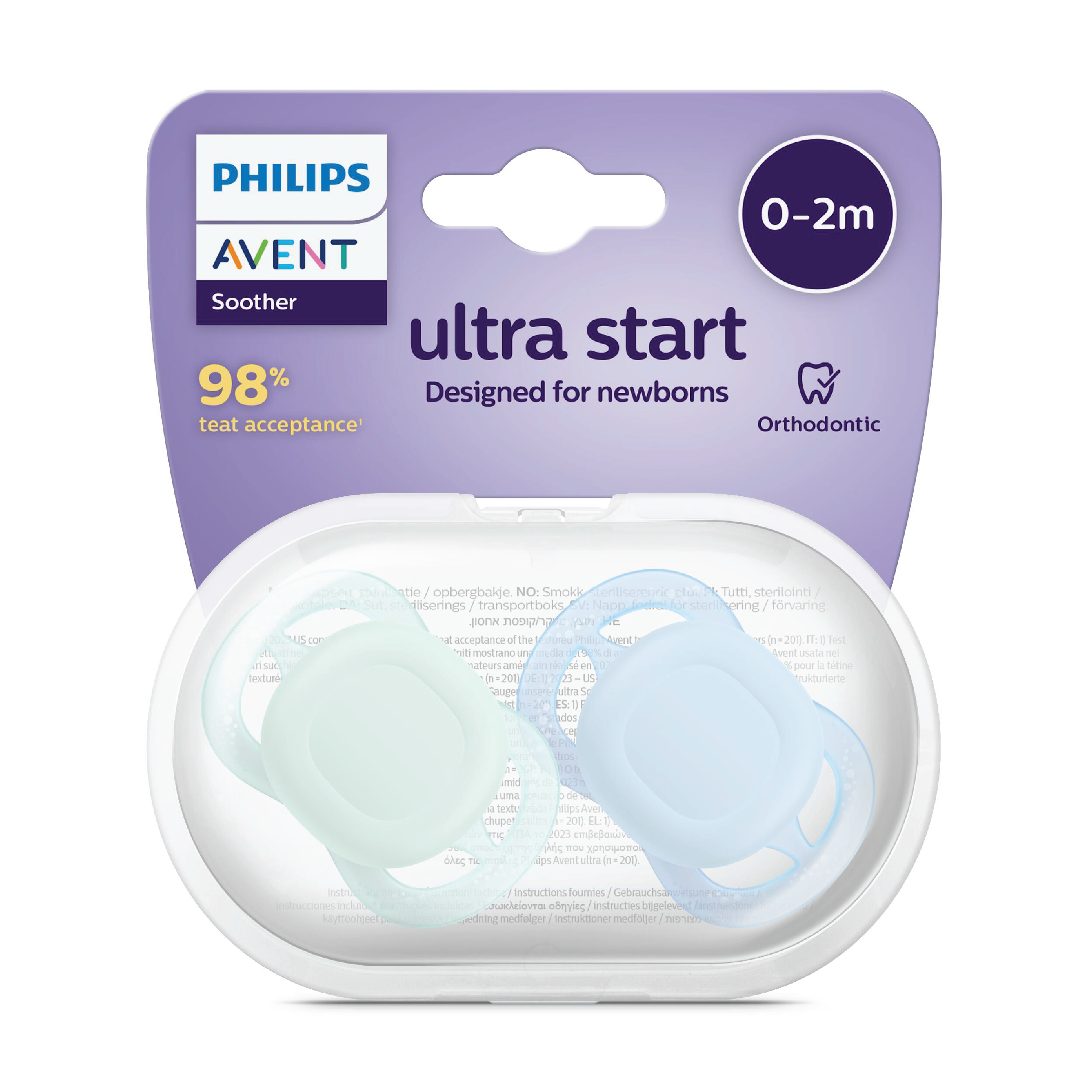 Philips Avent Ultra Start Smokk, 0-2 mnd., blå/grønn, 2 stk.