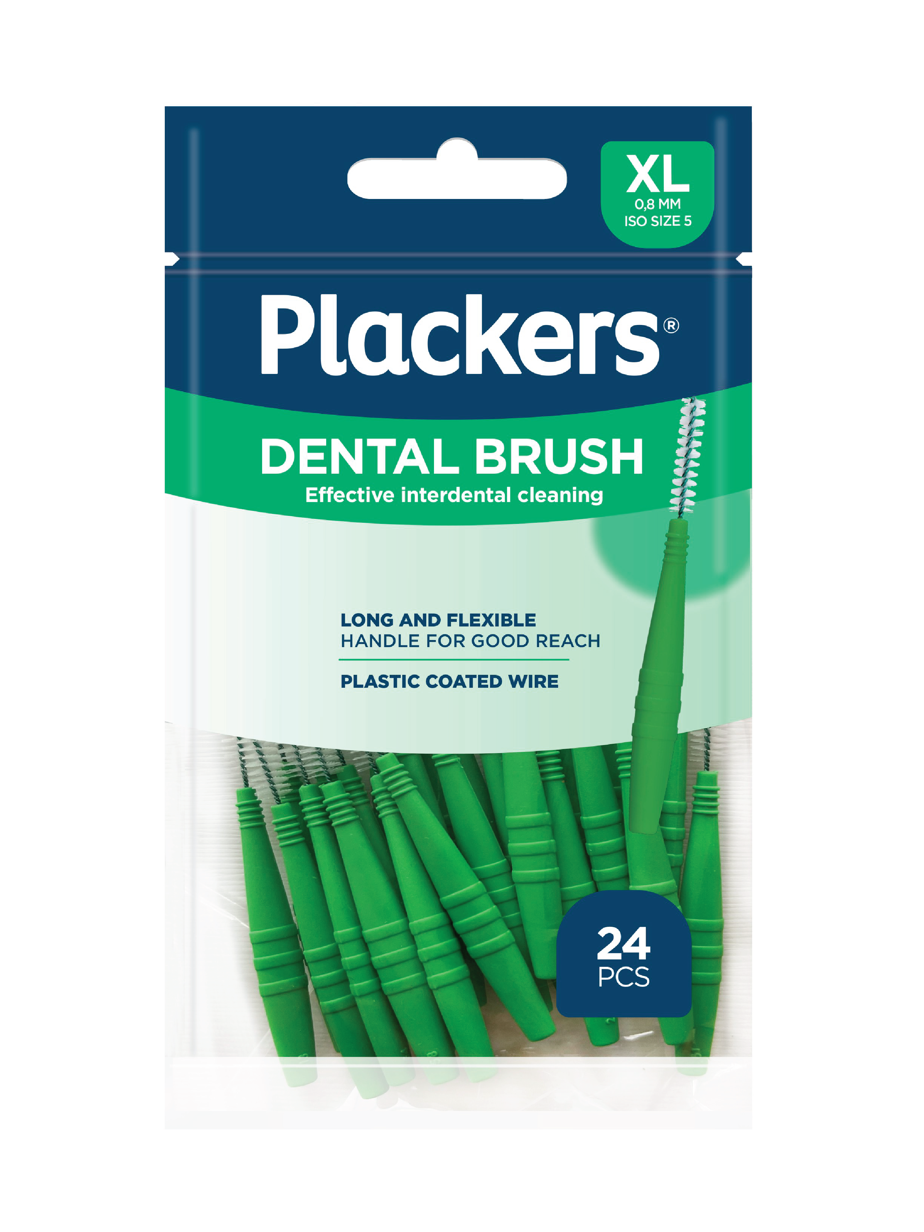 Plackers Dental Brush Mellomromsbørste, X-Large, 0,8 mm, 24 stk.