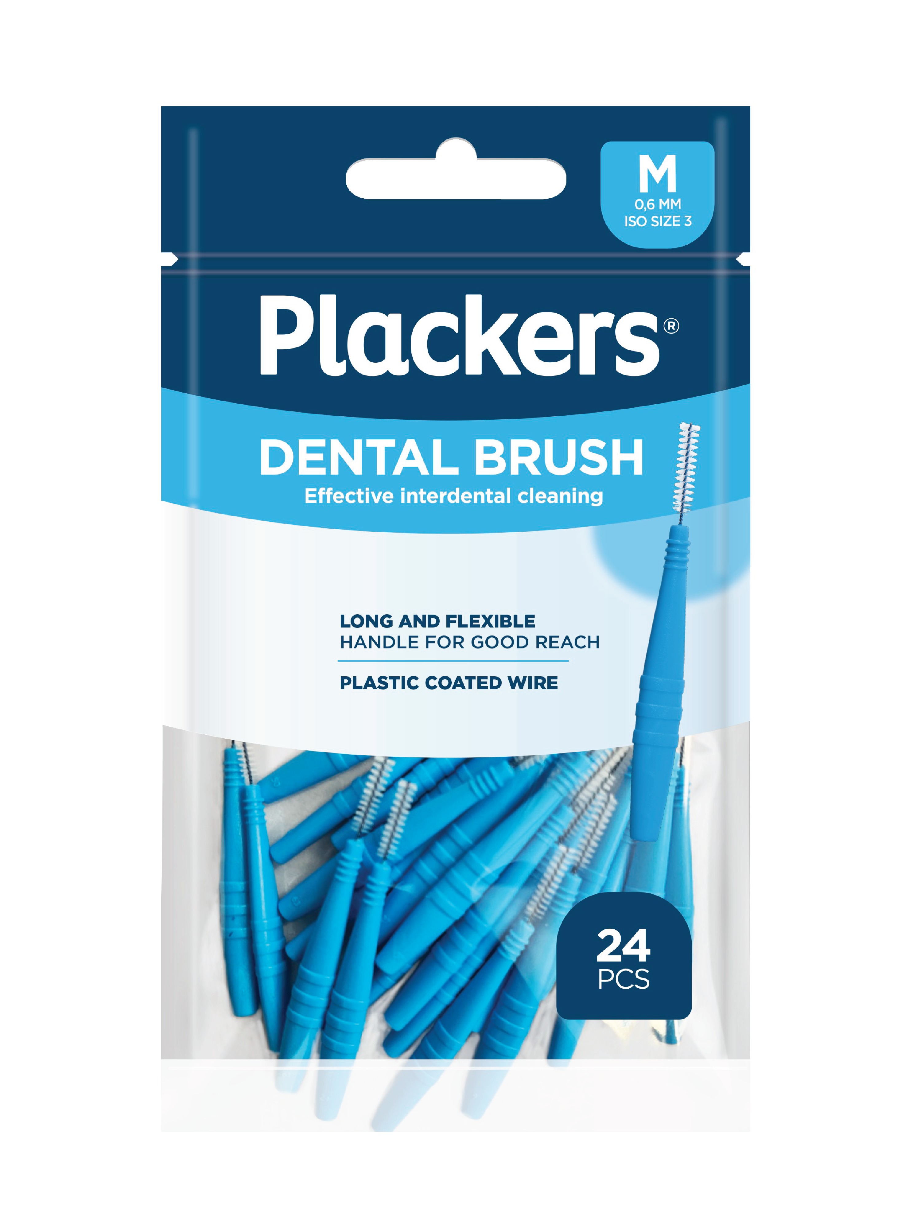 Plackers Dental Brush Mellomromsbørste M, Blå, 0,6 mm, 24 stk.