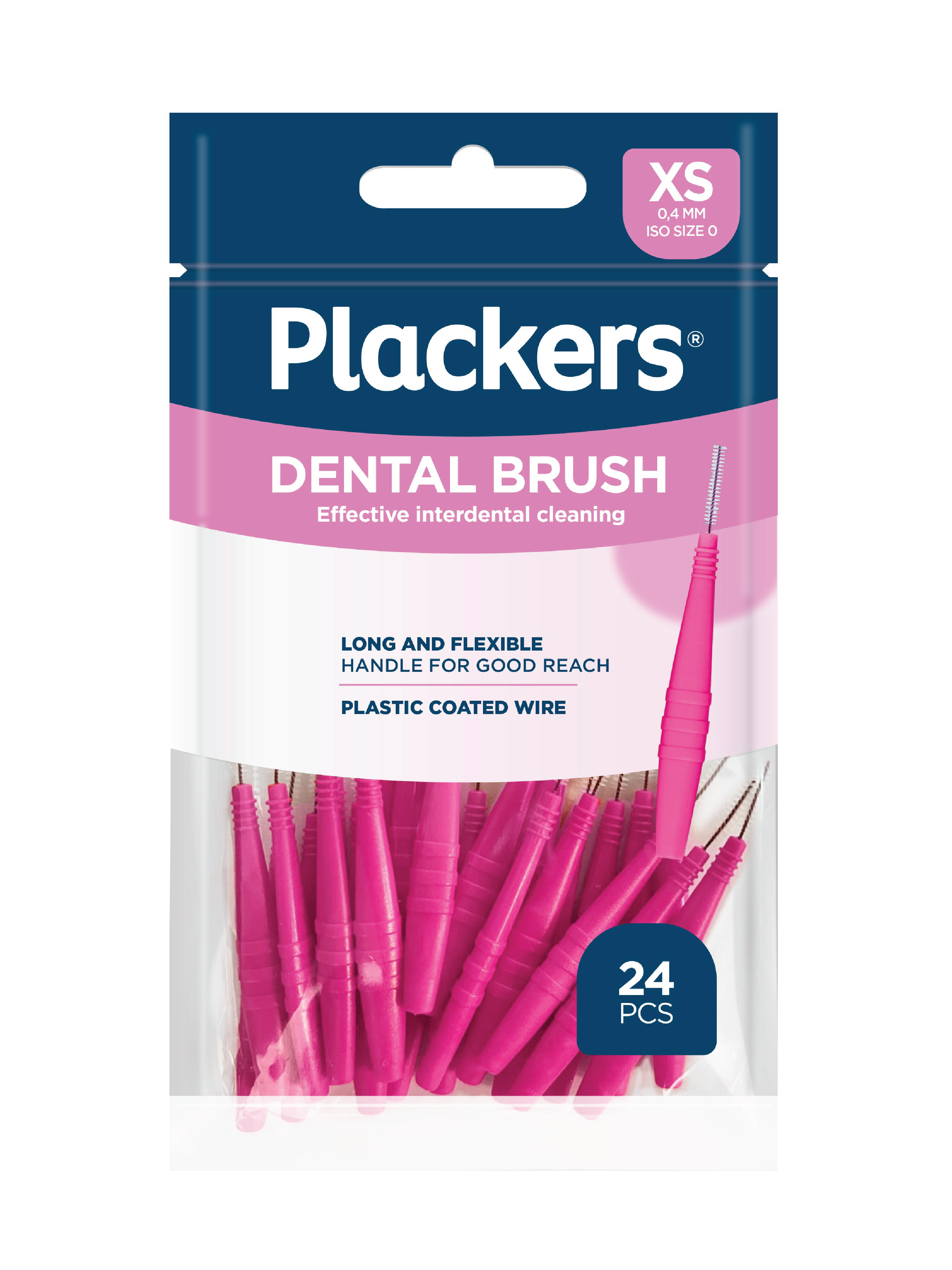 Plackers Dental Brush Mellomromsbørste XS, Rosa, 0,4 mm, 24 stk.